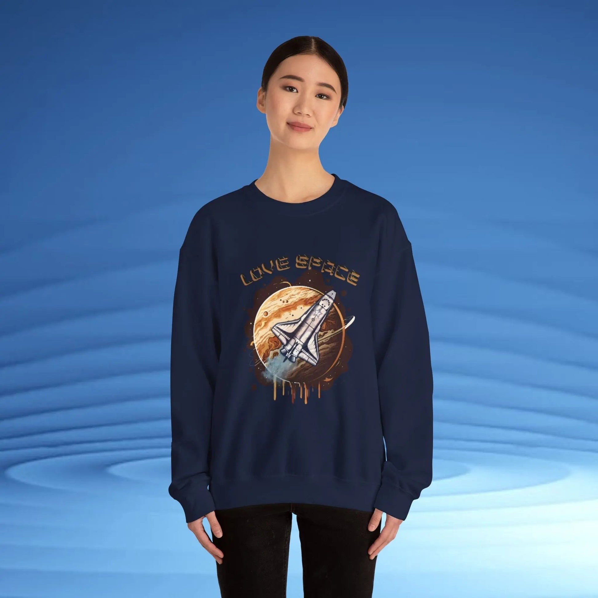 Space Lover Sweatshirt | Retro Space Shuttle Crewneck by Cosmo Forma Printify