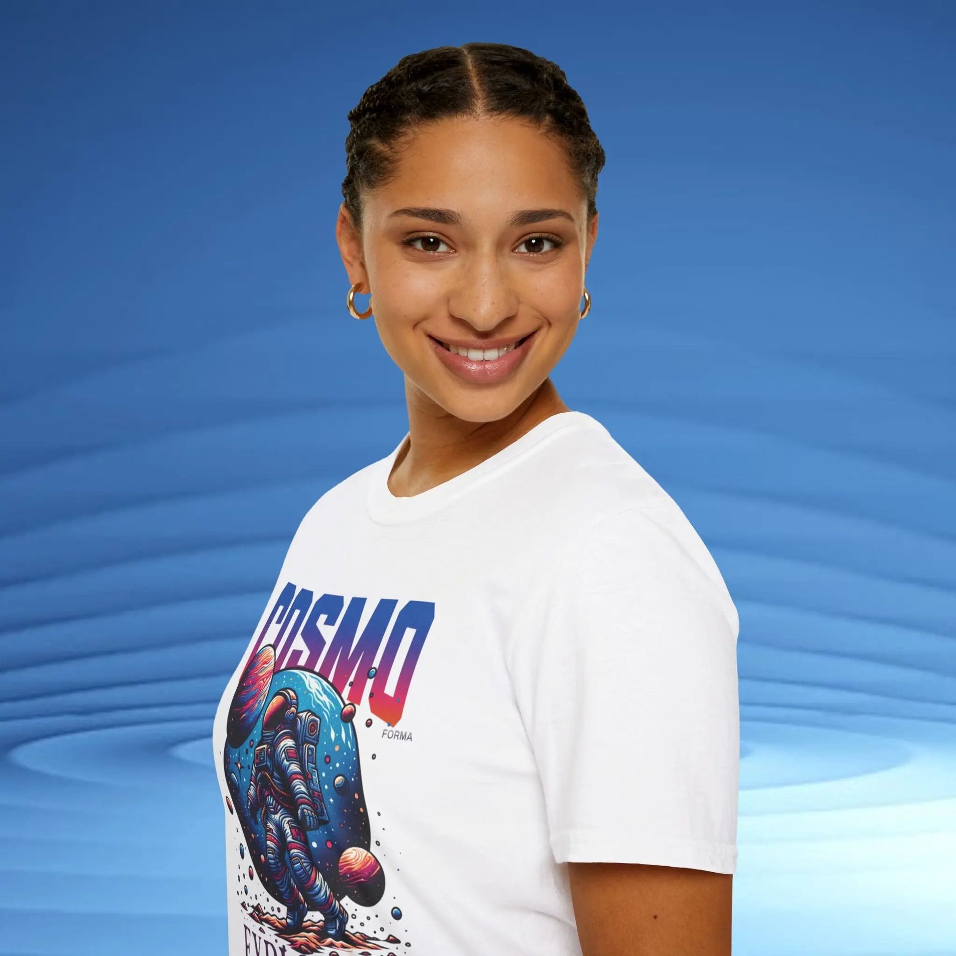 Cosmo Explorer Unisex T-Shirt | Space Graphic Tee | Retro Astronaut Streetwear by CosmoForma Printify