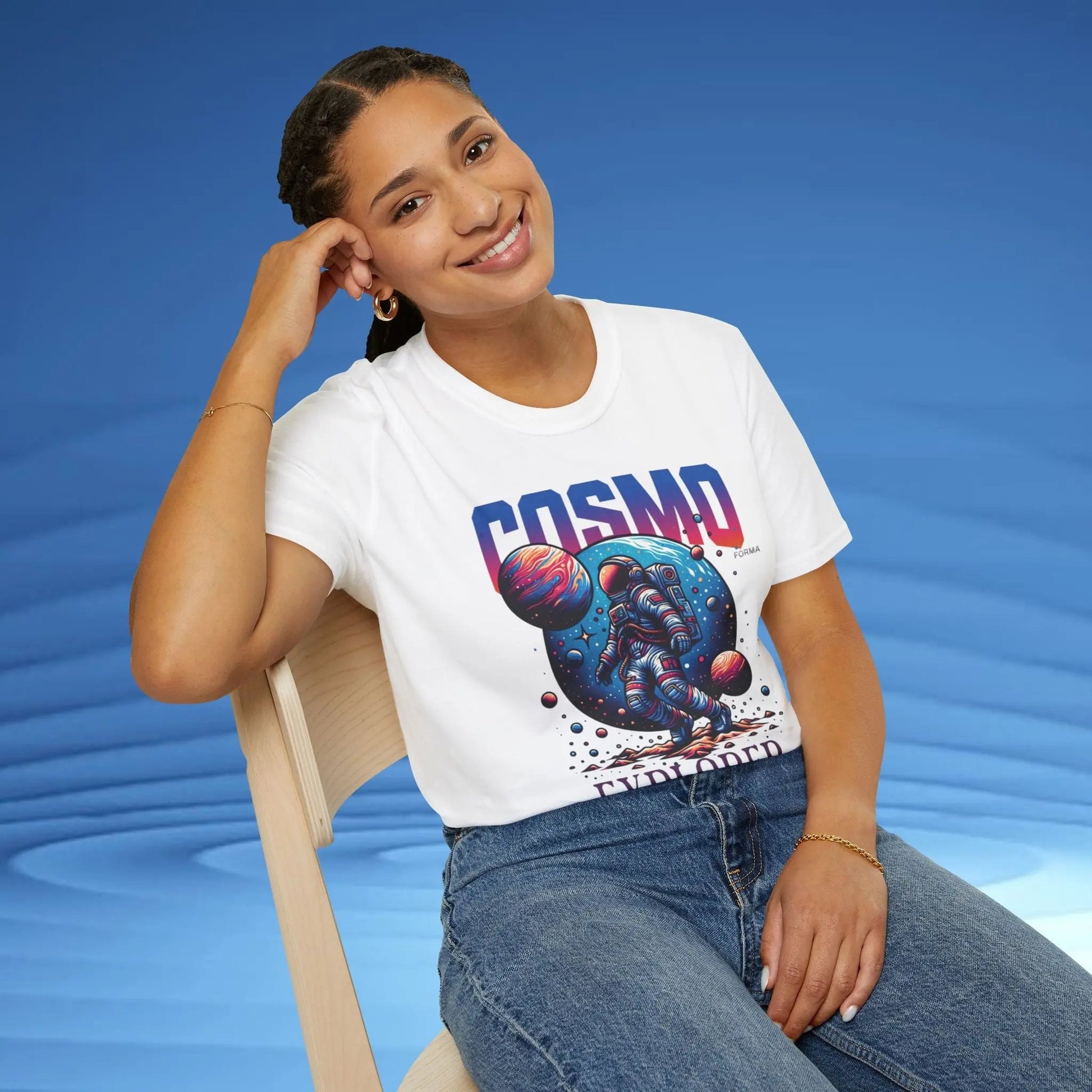 Cosmo Explorer Unisex T-Shirt | Space Graphic Tee | Retro Astronaut Streetwear by CosmoForma Printify