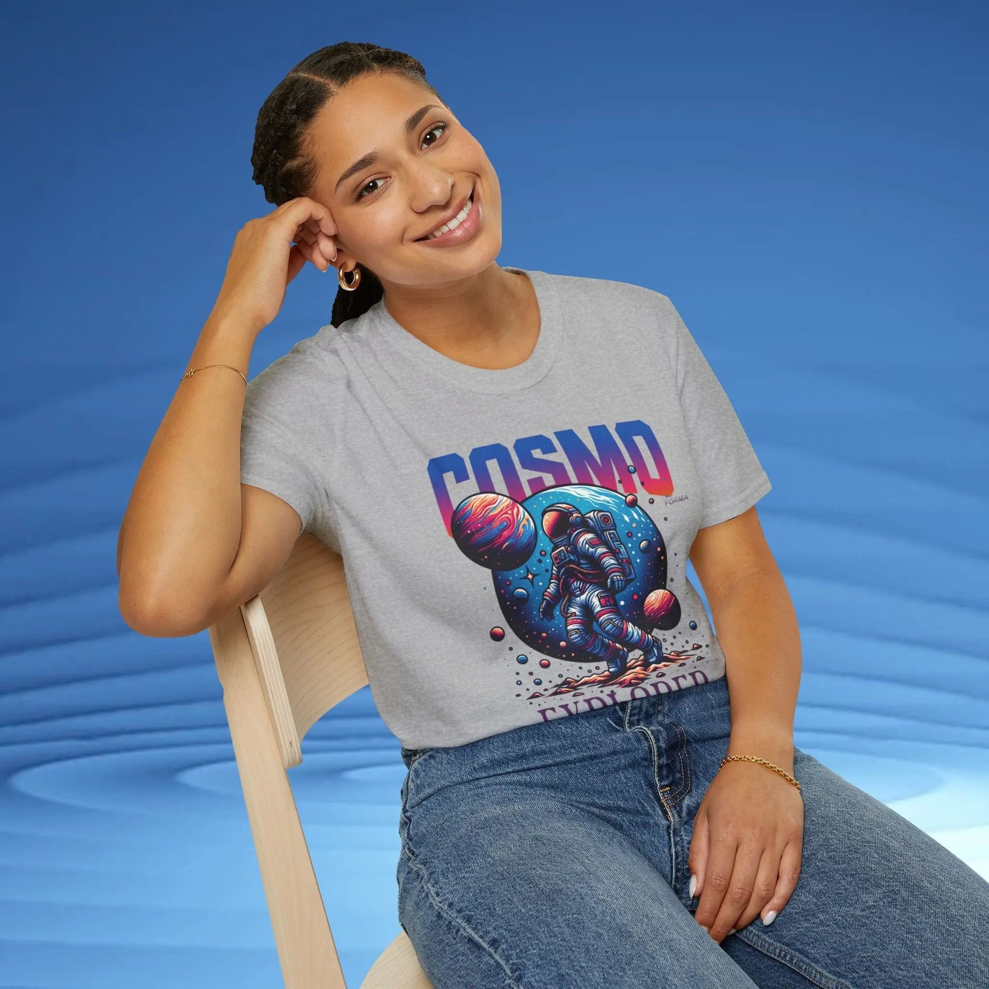 Cosmo Explorer Unisex T-Shirt | Space Graphic Tee | Retro Astronaut Streetwear by CosmoForma Printify