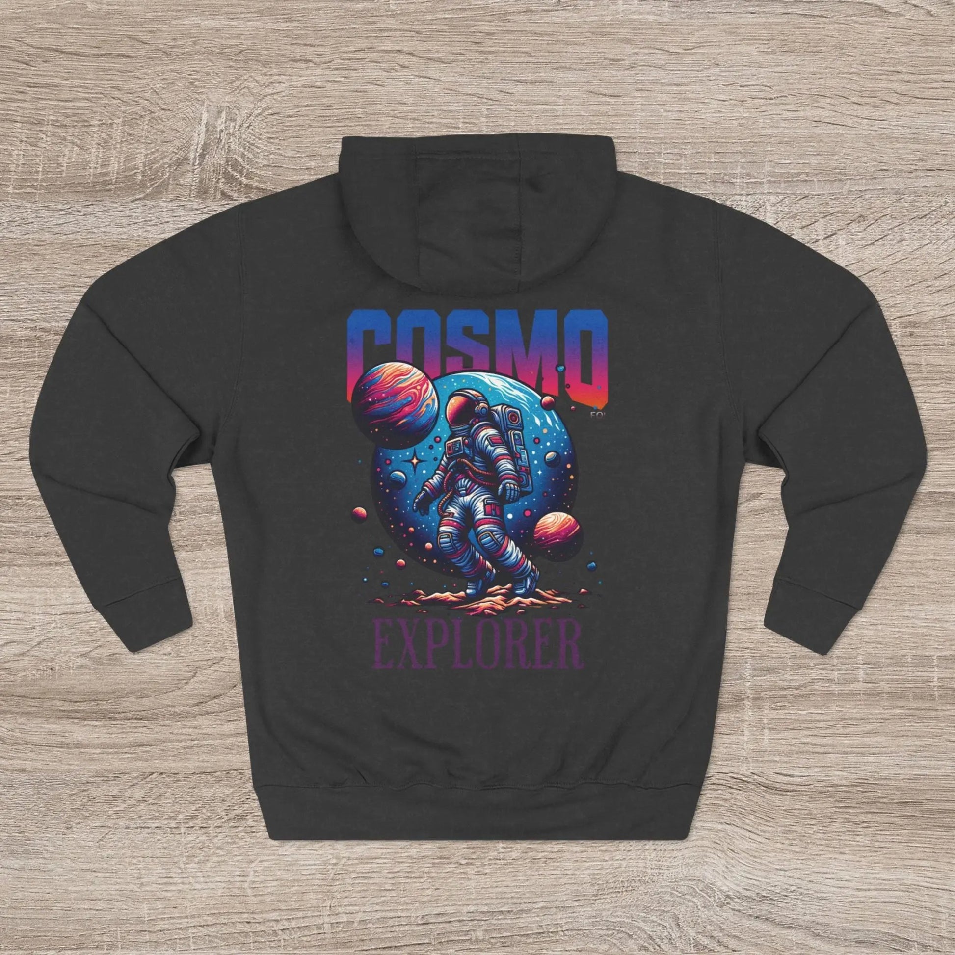 Cosmo Explorer Fleece Hoodie | Astronaut Graphic Pullover by Cosmo Forma Printify