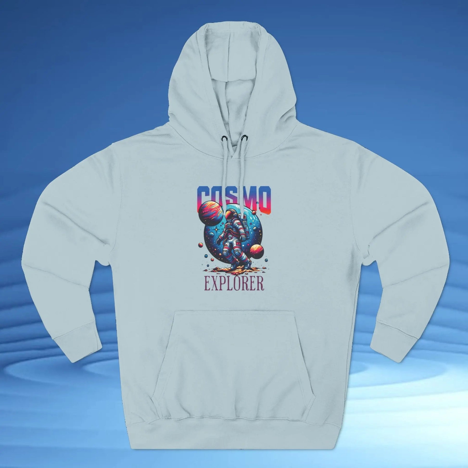 Cosmo Explorer Fleece Hoodie | Astronaut Graphic Pullover by Cosmo Forma Printify
