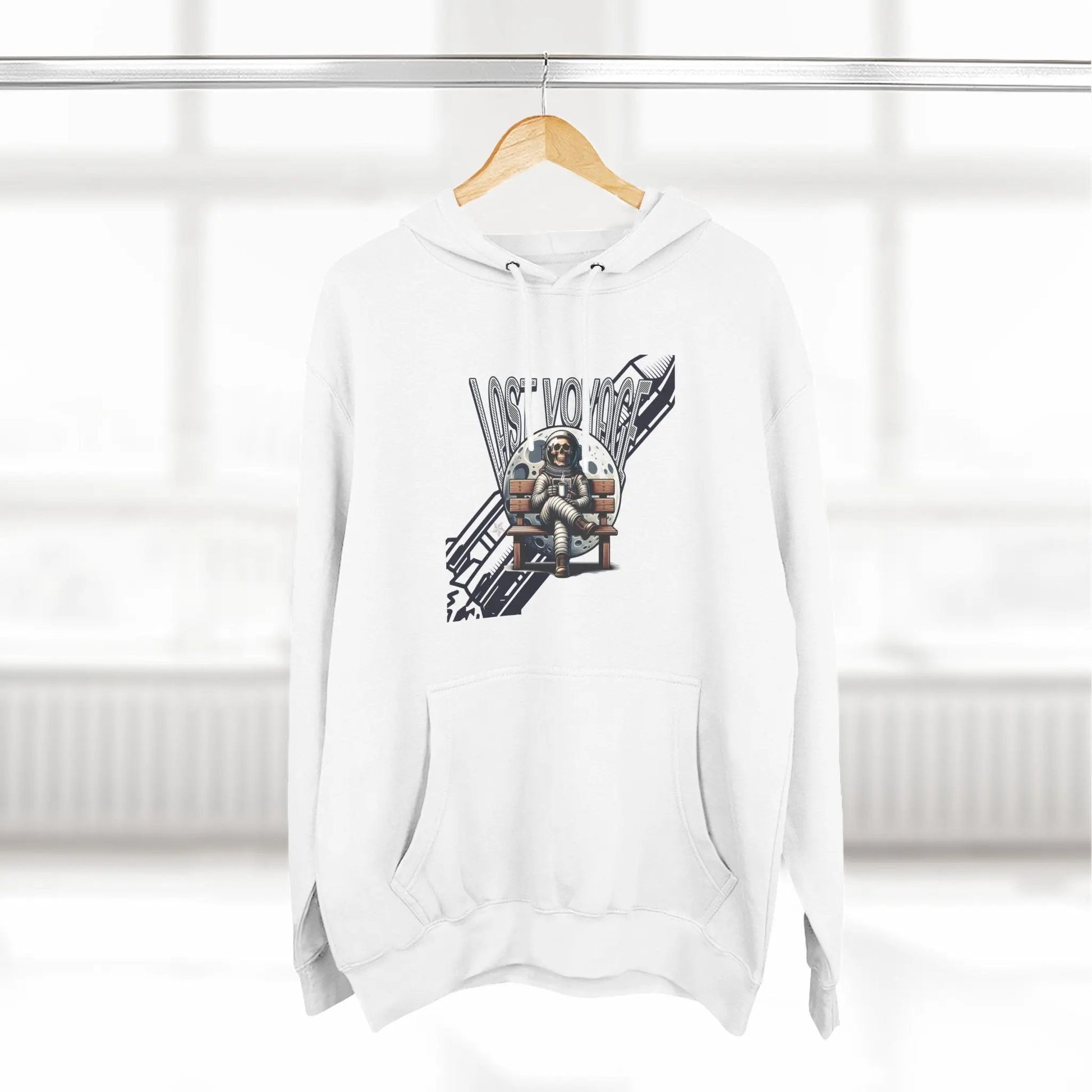 Last Voyage Fleece Hoodie | Vintage Astronaut Graphic Pullover by Cosmo Forma Printify