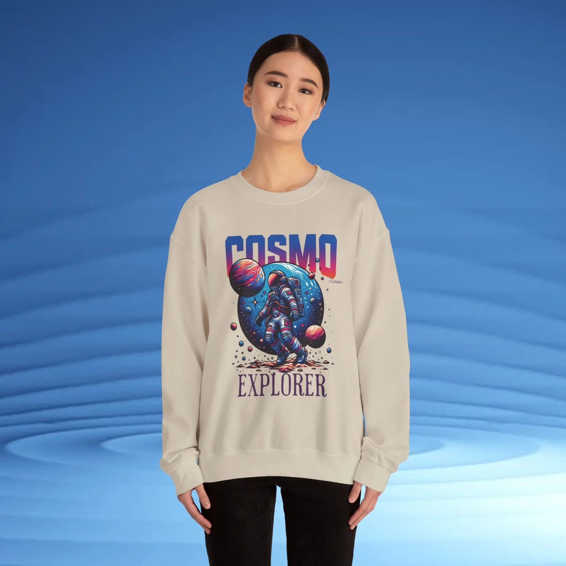 Cosmo Explorer Sweatshirt | Astronaut Graphic Crewneck by Cosmo Forma Printify