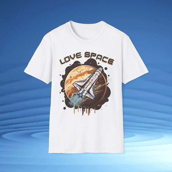 Space Lover Unisex Softstyle T-Shirt | Retro Space Shuttle Graphic Tee by Cosmo Forma Printify