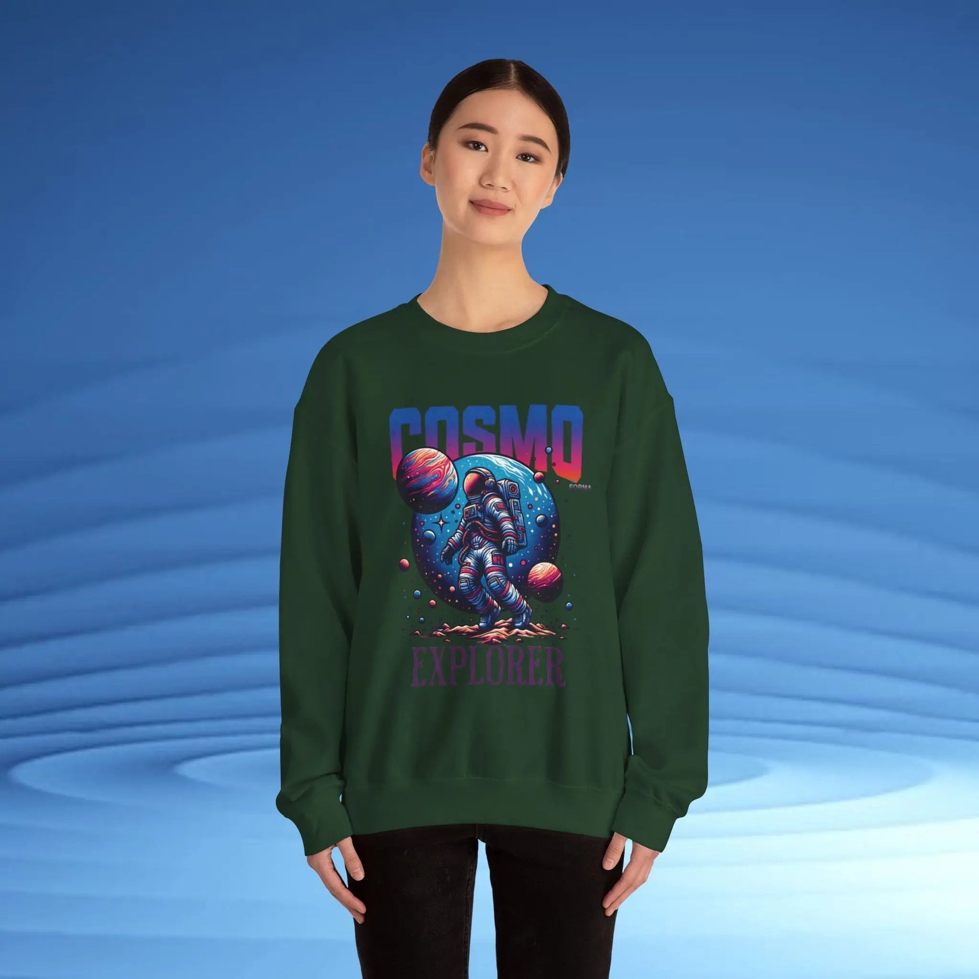 Cosmo Explorer Sweatshirt | Astronaut Graphic Crewneck by Cosmo Forma Printify