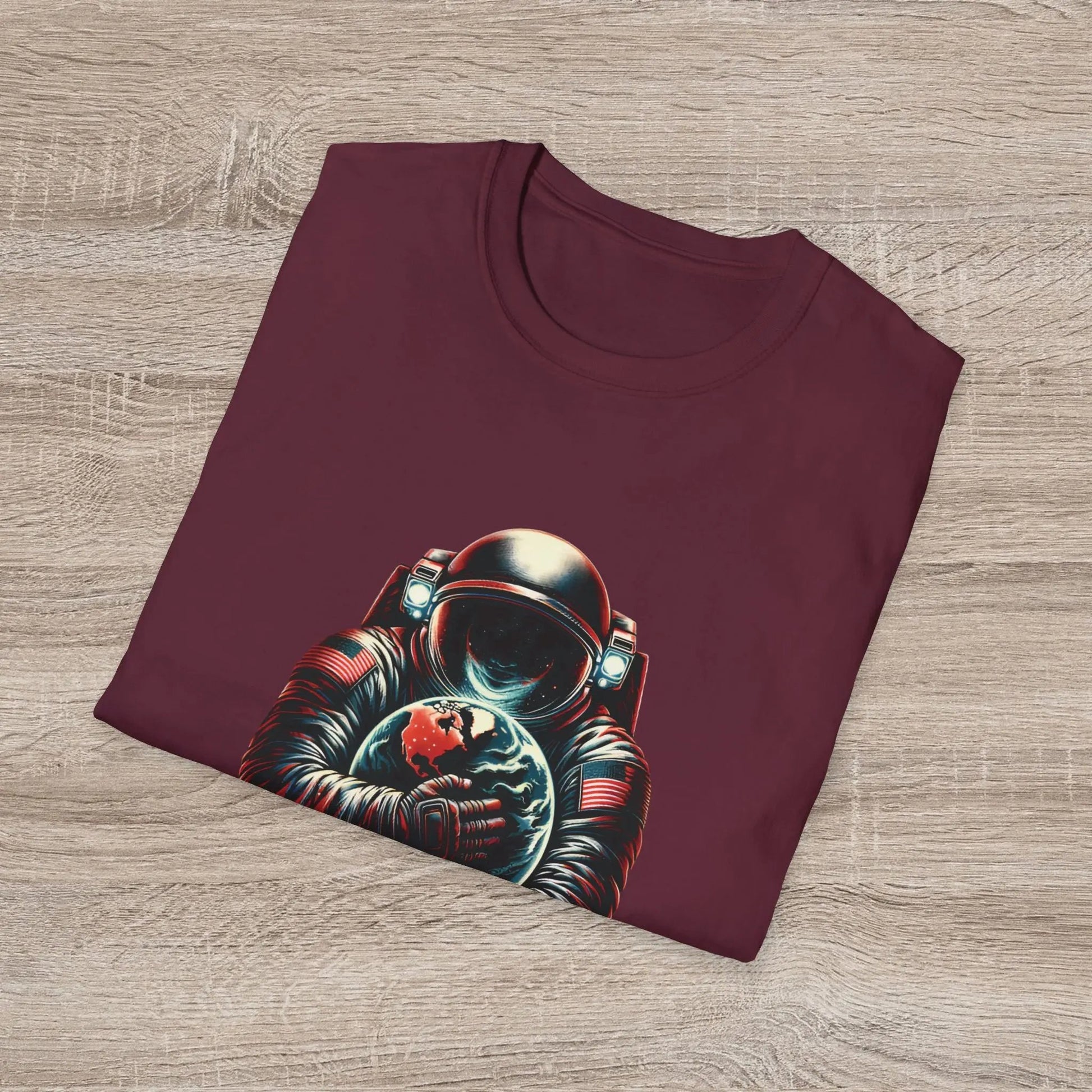 Protect Love Home T-Shirt Astronaut Environmental Graphic Tee | Cosmo Forma Eco-Inspired Streetwear Printify