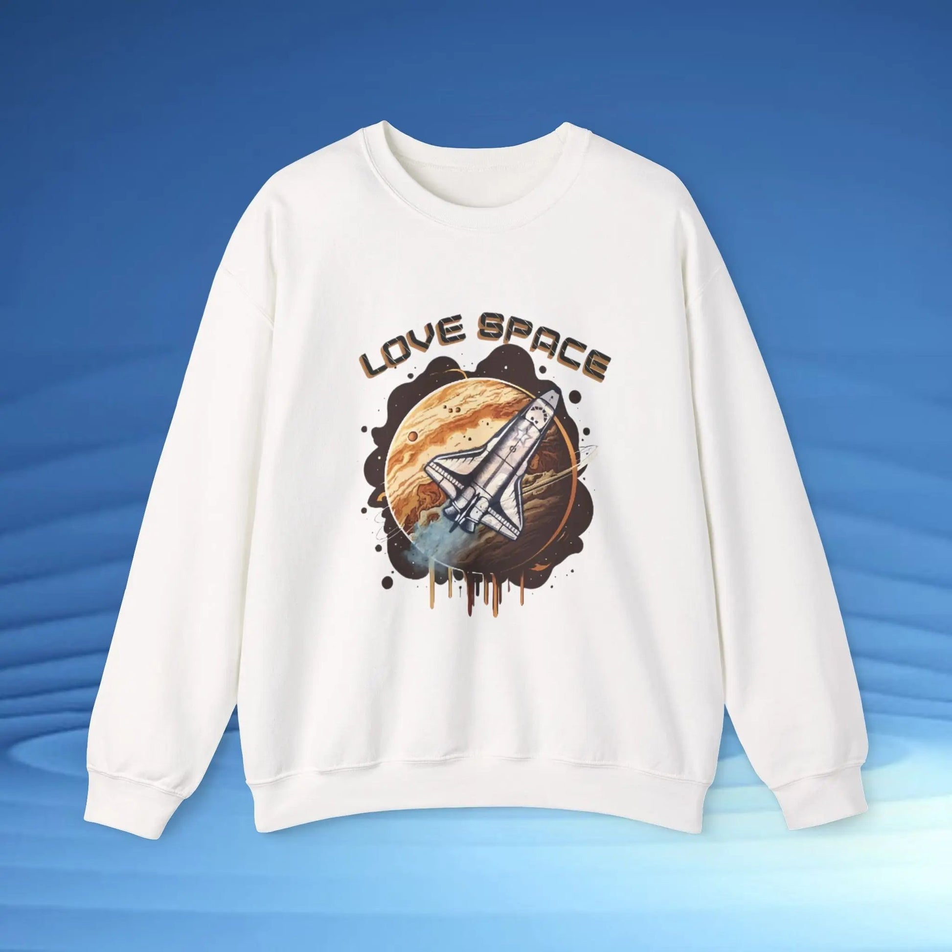 Space Lover Sweatshirt | Retro Space Shuttle Crewneck by Cosmo Forma Printify