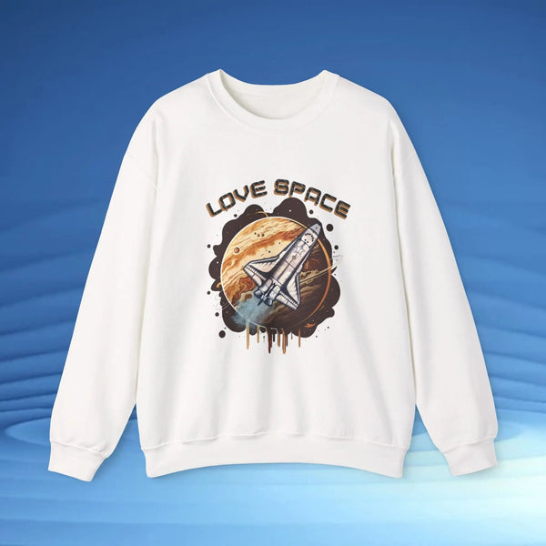 Space Lover Sweatshirt | Retro Space Shuttle Crewneck by Cosmo Forma Printify