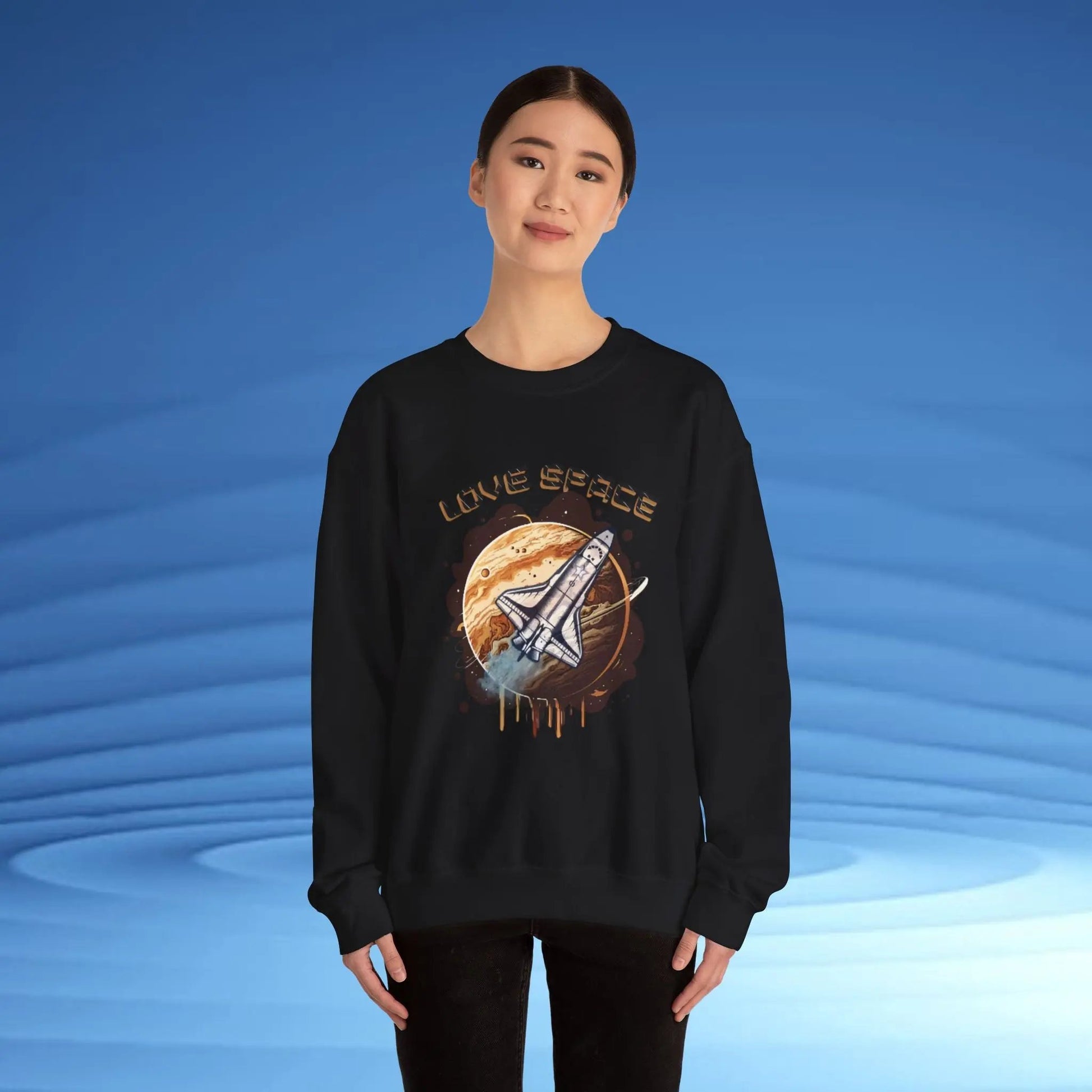 Space Lover Sweatshirt | Retro Space Shuttle Crewneck by Cosmo Forma Printify