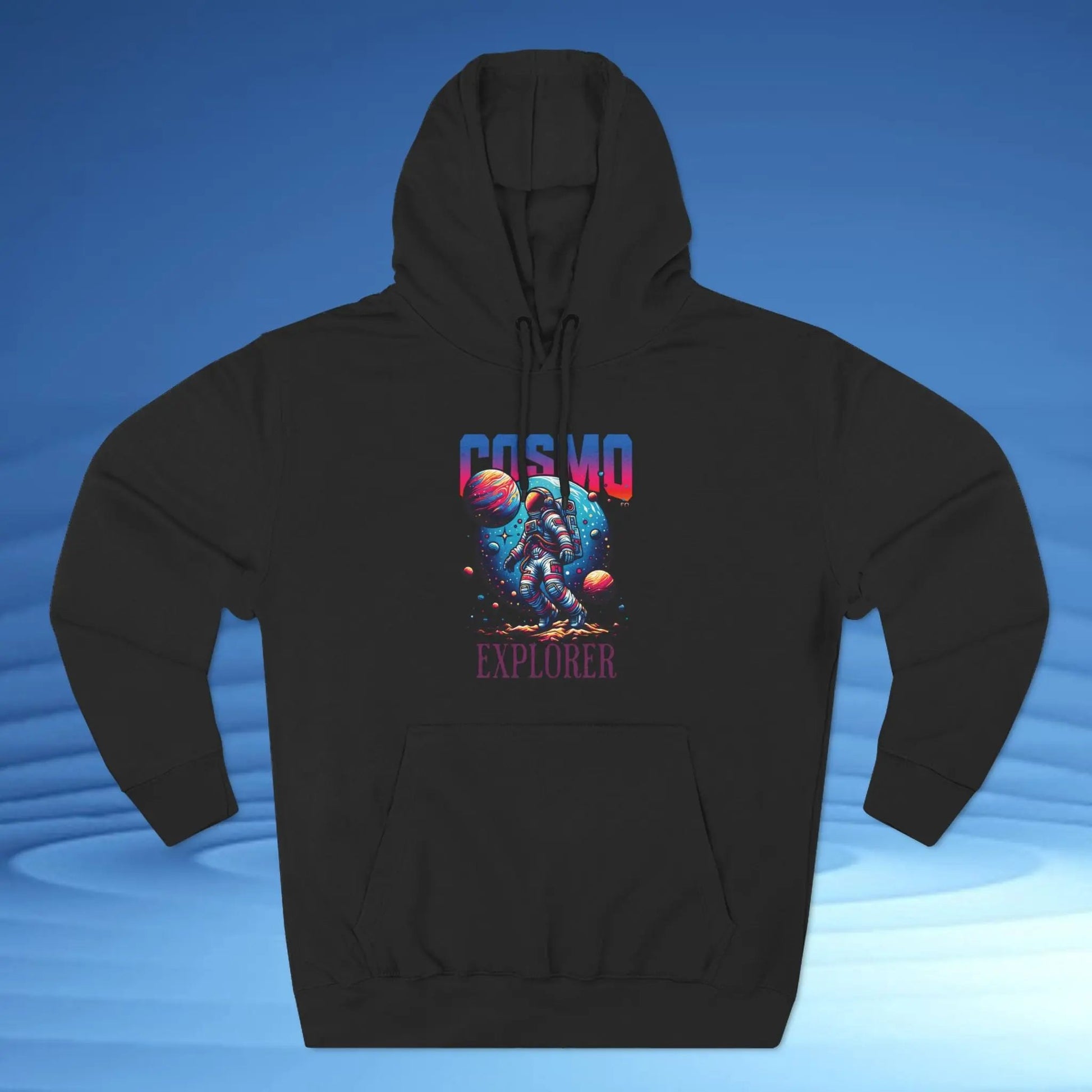 Cosmo Explorer Fleece Hoodie | Astronaut Graphic Pullover by Cosmo Forma Printify