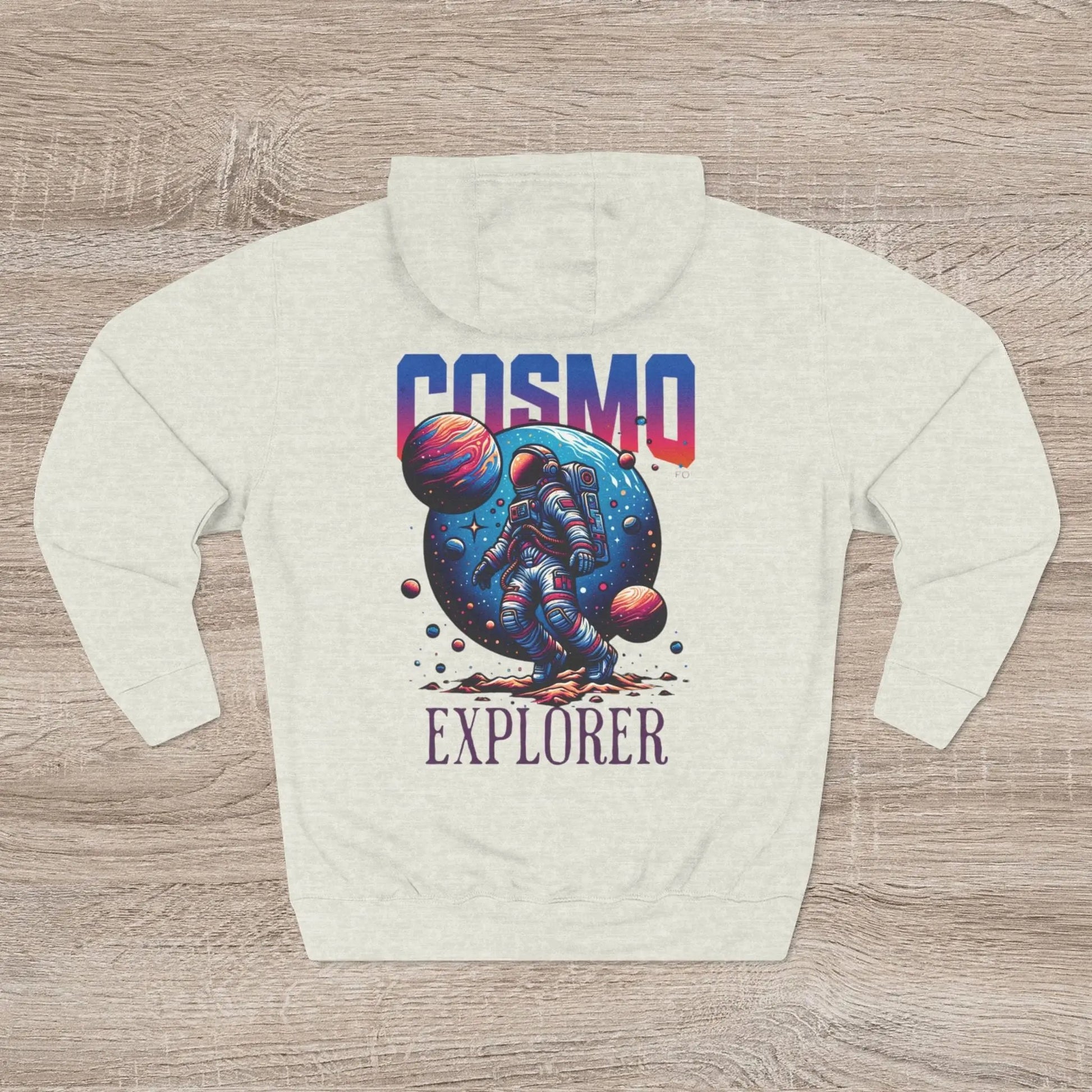 Cosmo Explorer Fleece Hoodie | Astronaut Graphic Pullover by Cosmo Forma Printify
