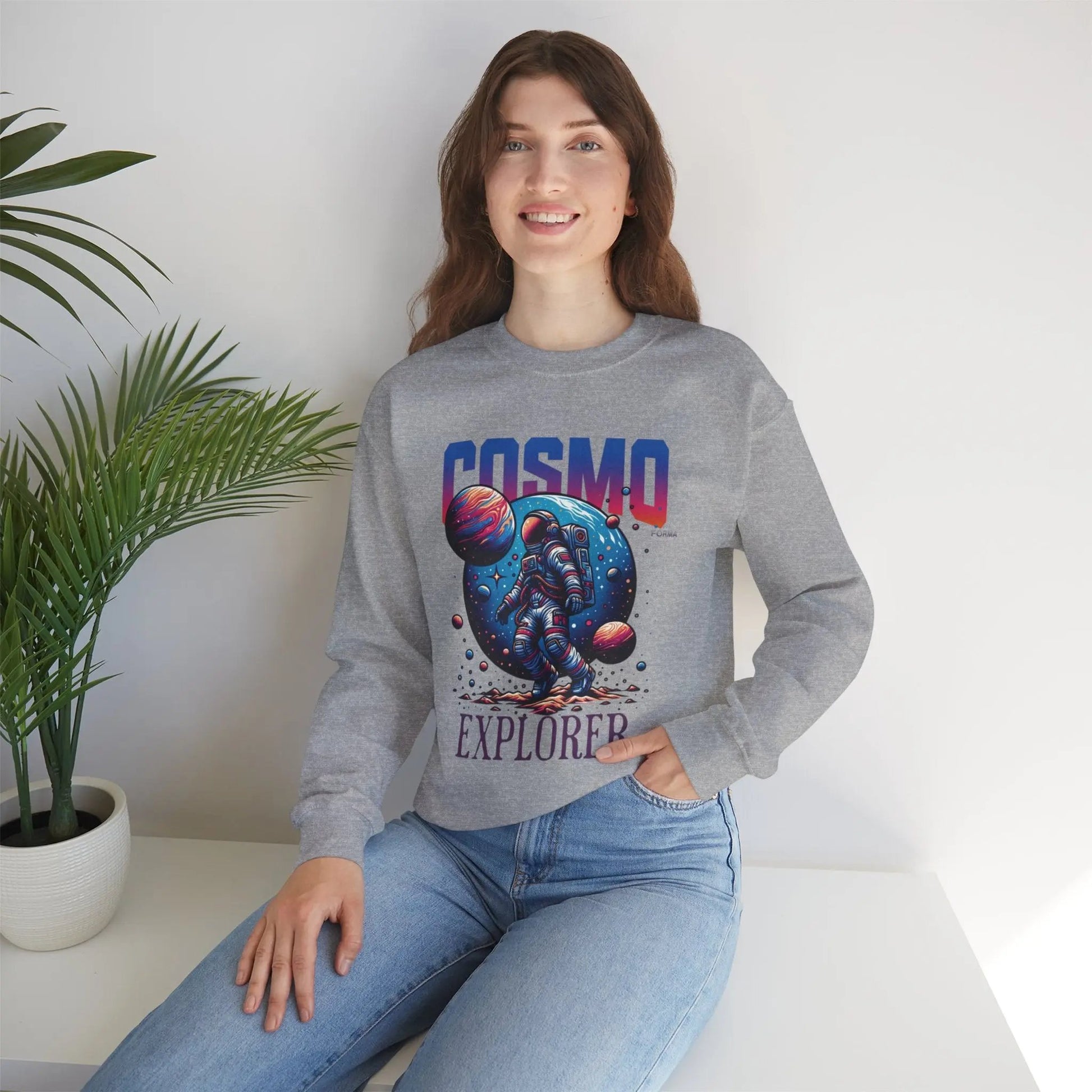 Cosmo Explorer Sweatshirt | Astronaut Graphic Crewneck by Cosmo Forma Printify