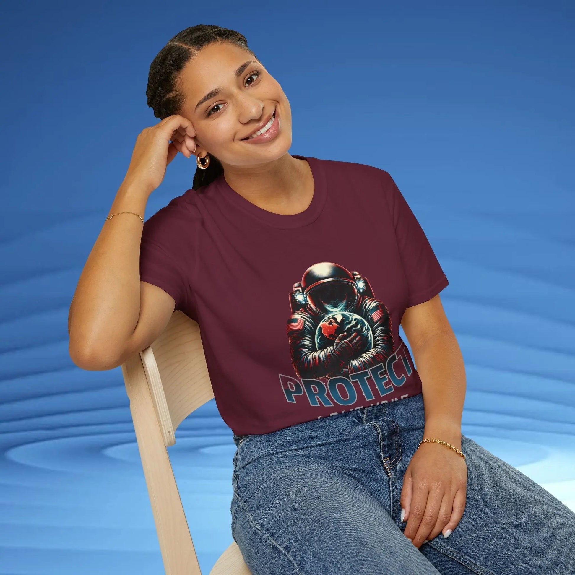 Protect Love Home T-Shirt Astronaut Environmental Graphic Tee | Cosmo Forma Eco-Inspired Streetwear Printify