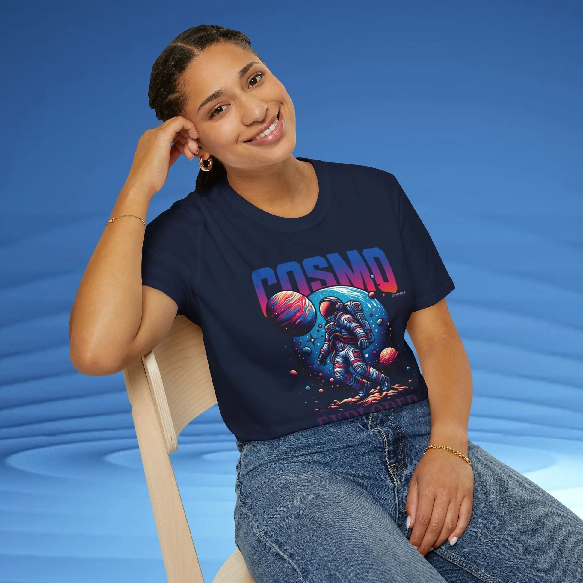 Cosmo Explorer Unisex T-Shirt | Space Graphic Tee | Retro Astronaut Streetwear by CosmoForma Printify