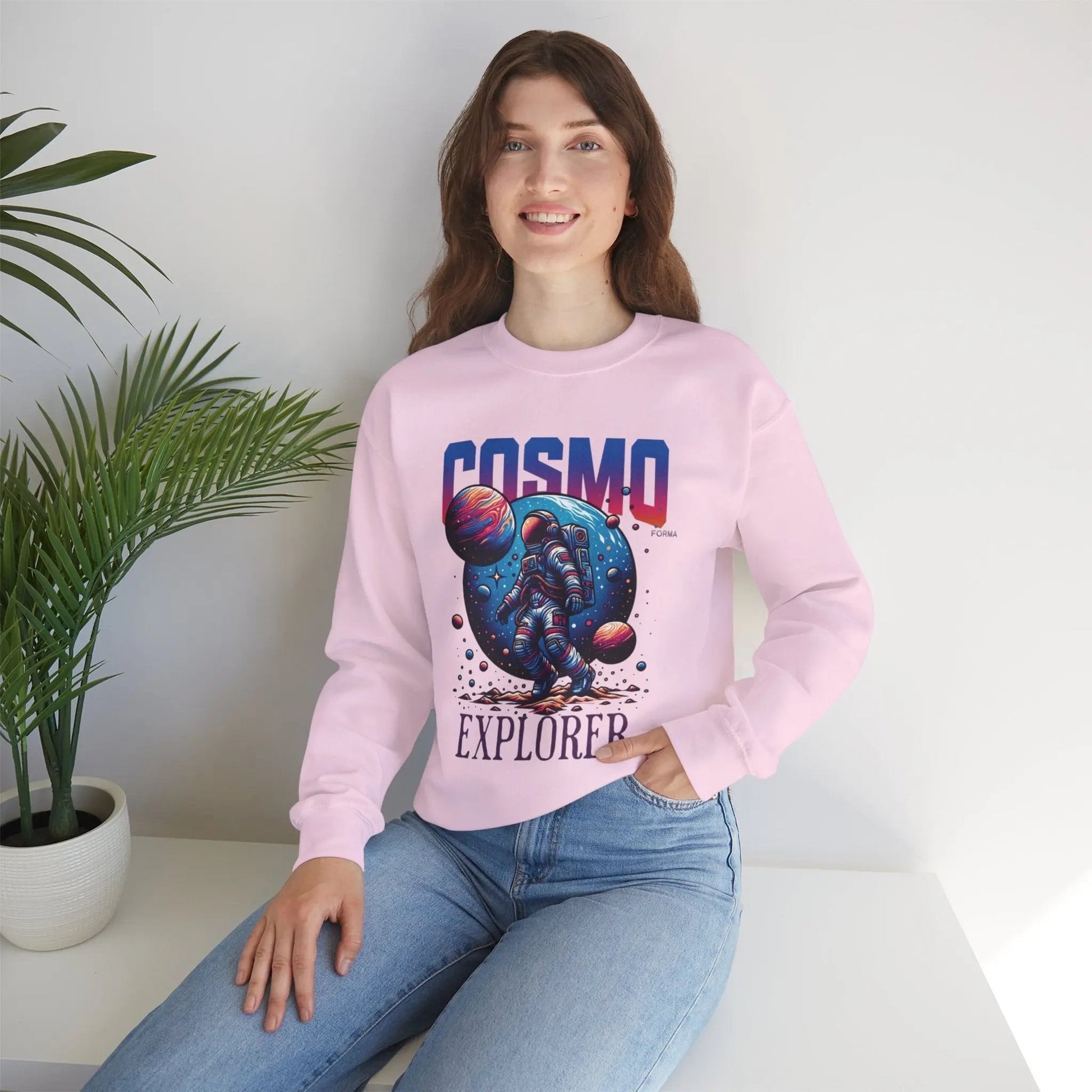 Cosmo Explorer Sweatshirt | Astronaut Graphic Crewneck by Cosmo Forma Printify