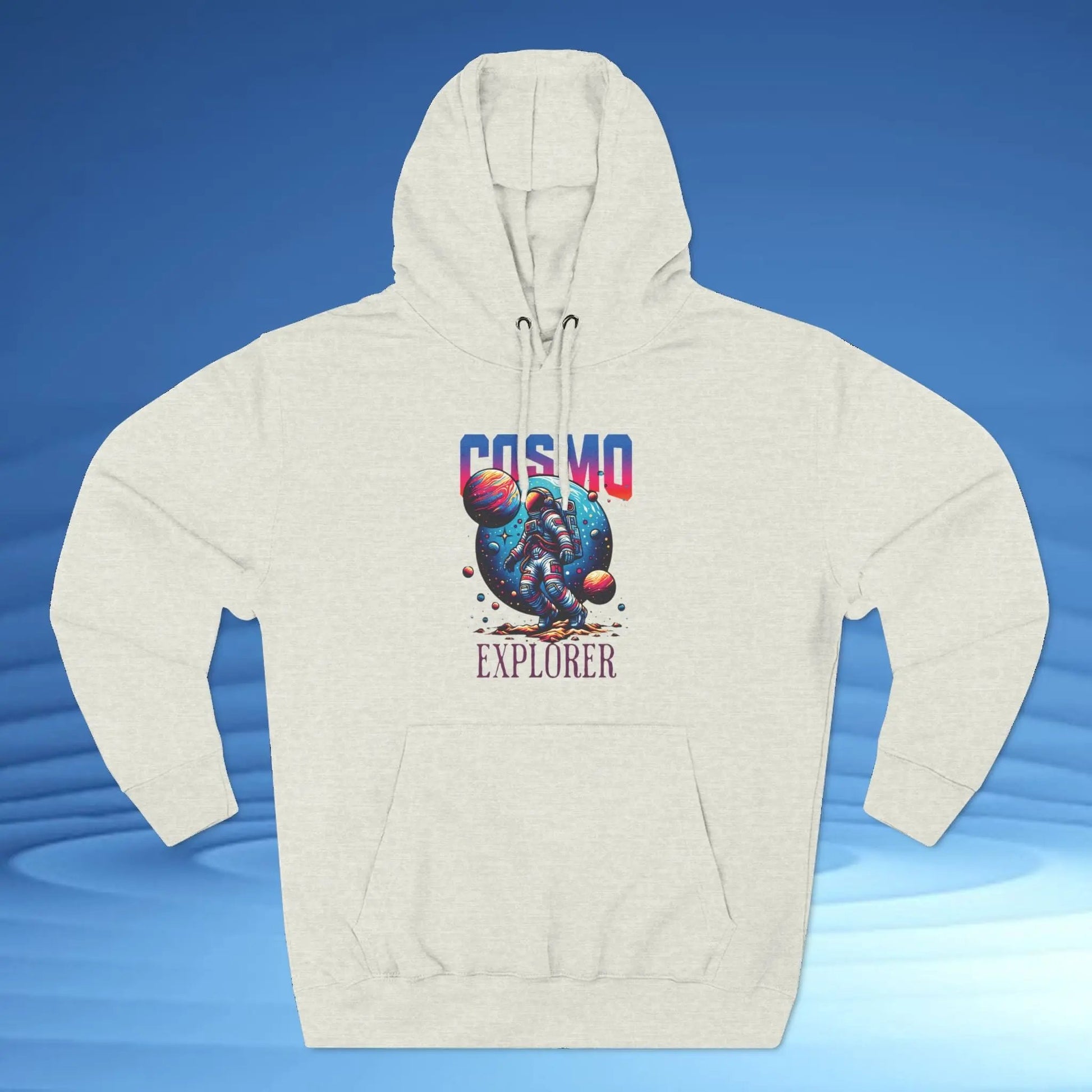 Cosmo Explorer Fleece Hoodie | Astronaut Graphic Pullover by Cosmo Forma Printify