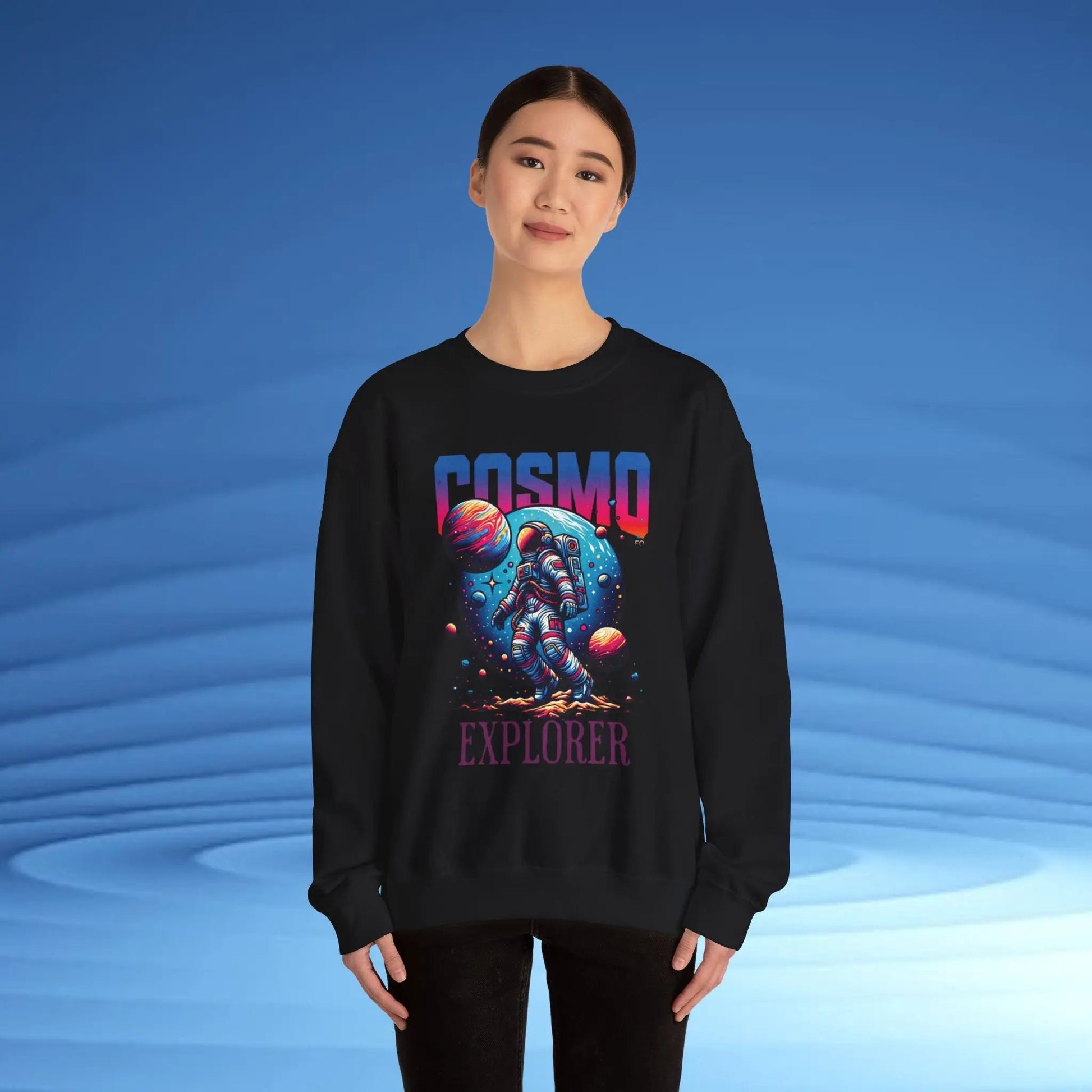 Cosmo Explorer Sweatshirt | Astronaut Graphic Crewneck by Cosmo Forma Printify
