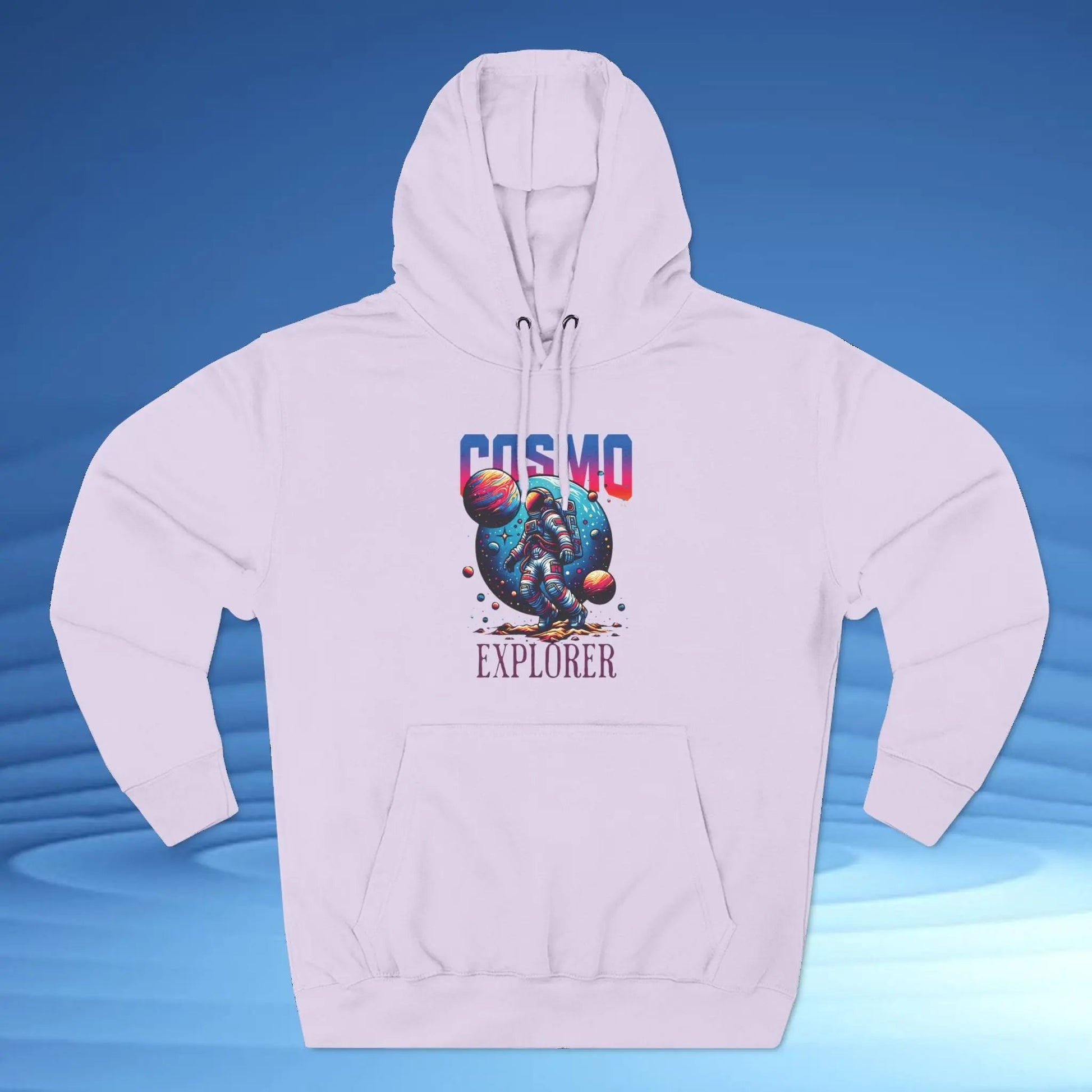 Cosmo Explorer Fleece Hoodie | Astronaut Graphic Pullover by Cosmo Forma Printify
