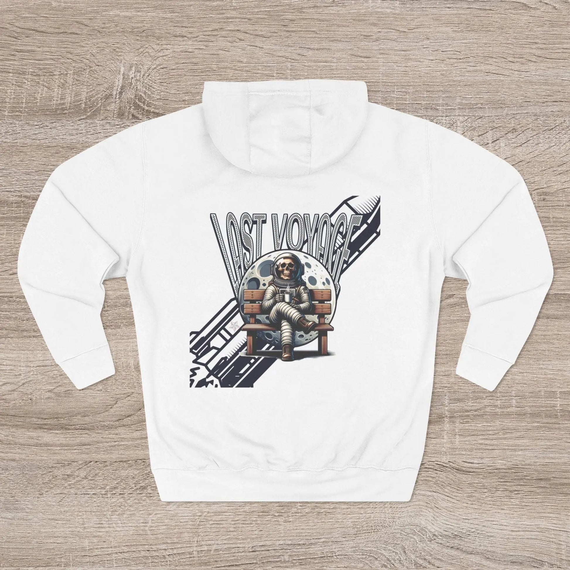 Last Voyage Fleece Hoodie | Vintage Astronaut Graphic Pullover by Cosmo Forma Printify