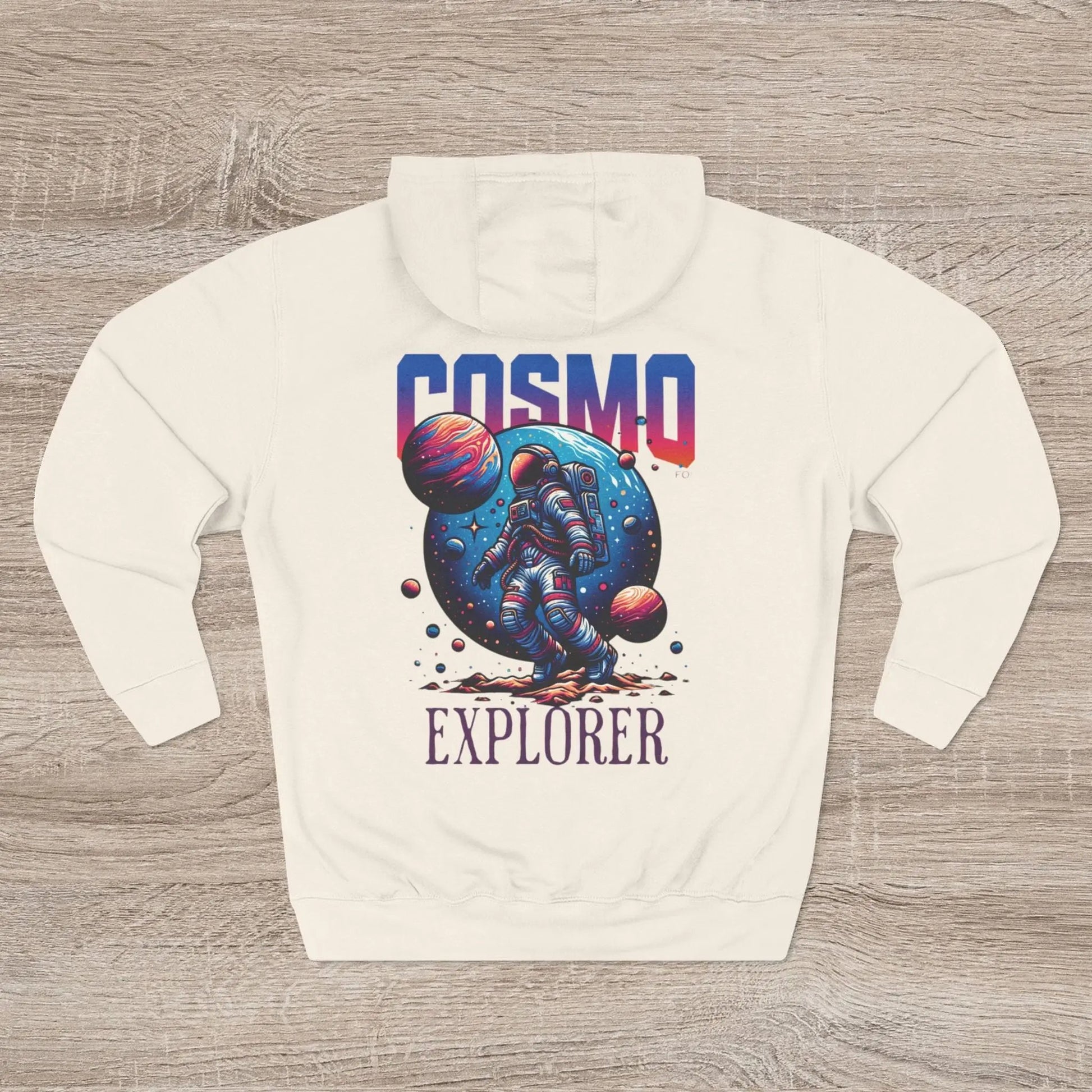 Cosmo Explorer Fleece Hoodie | Astronaut Graphic Pullover by Cosmo Forma Printify