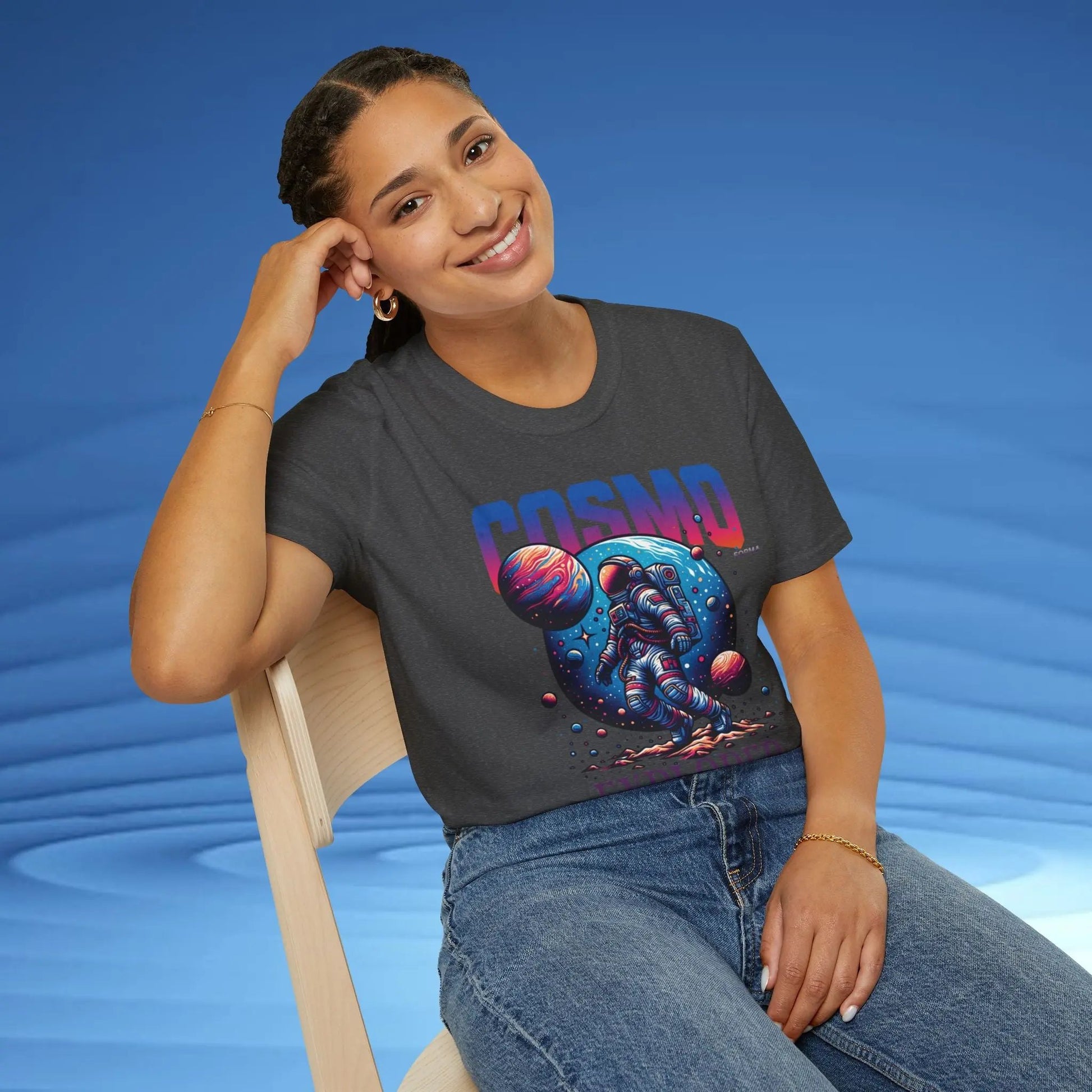 Cosmo Explorer Unisex T-Shirt | Space Graphic Tee | Retro Astronaut Streetwear by CosmoForma Printify