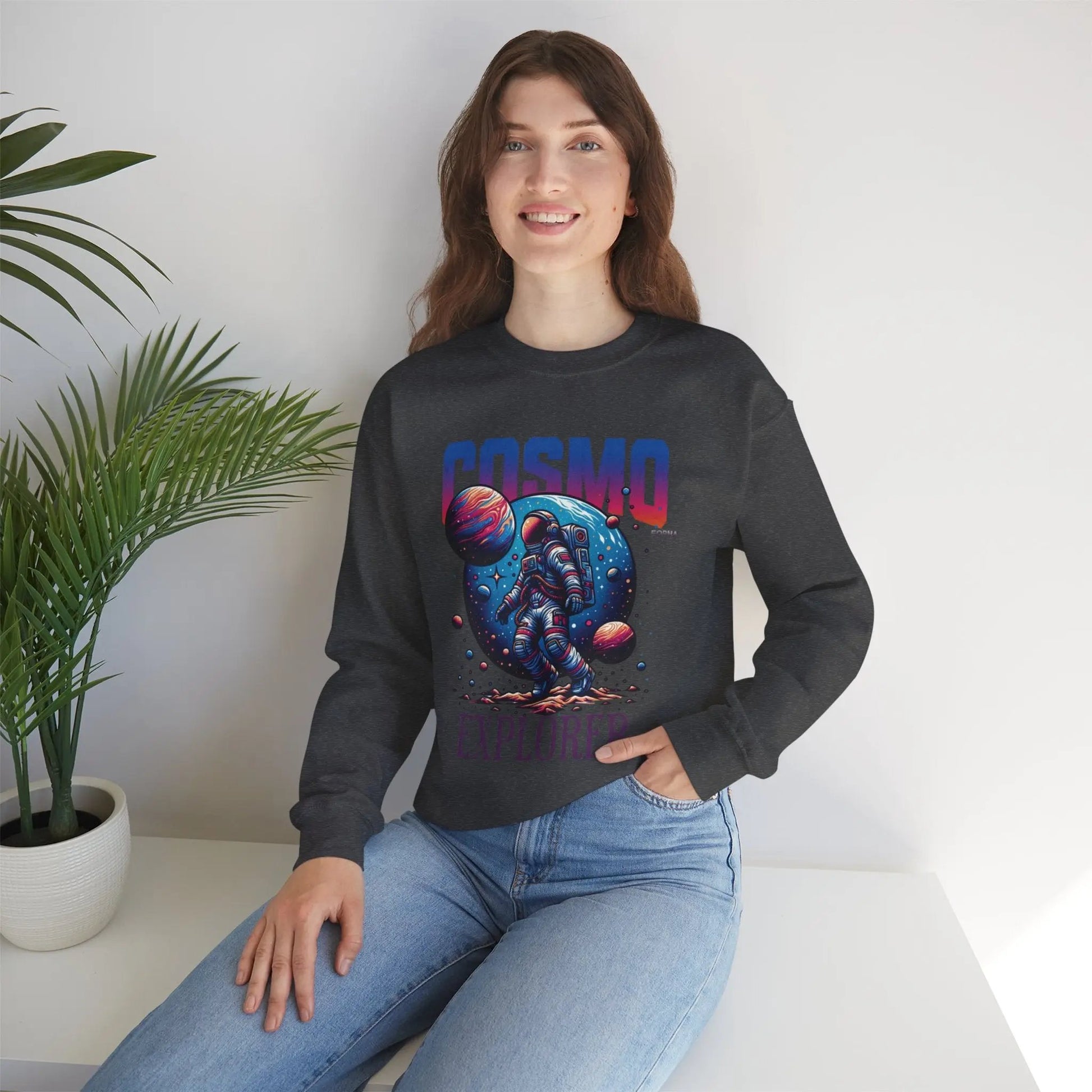 Cosmo Explorer Sweatshirt | Astronaut Graphic Crewneck by Cosmo Forma Printify