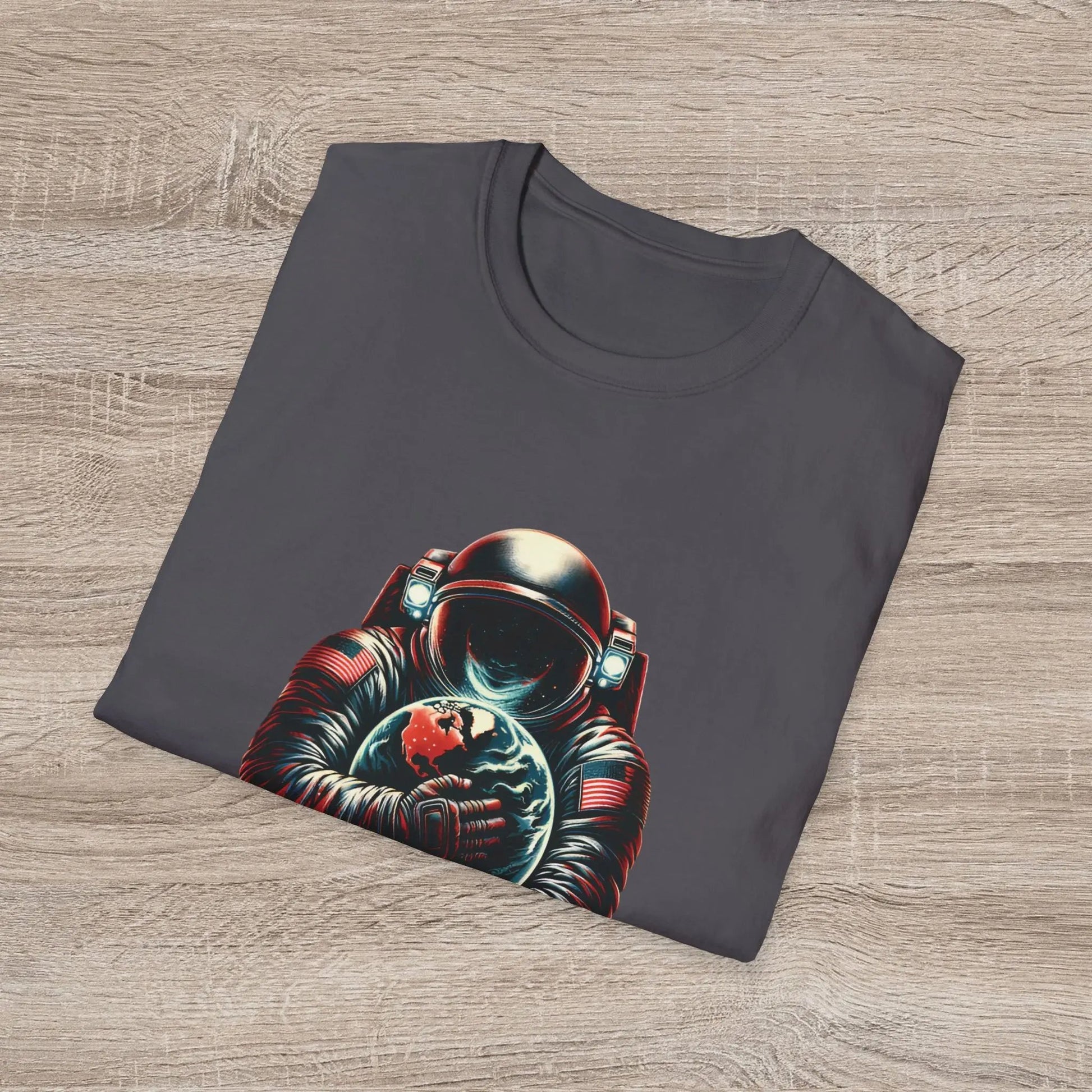 Protect Love Home T-Shirt Astronaut Environmental Graphic Tee | Cosmo Forma Eco-Inspired Streetwear Printify