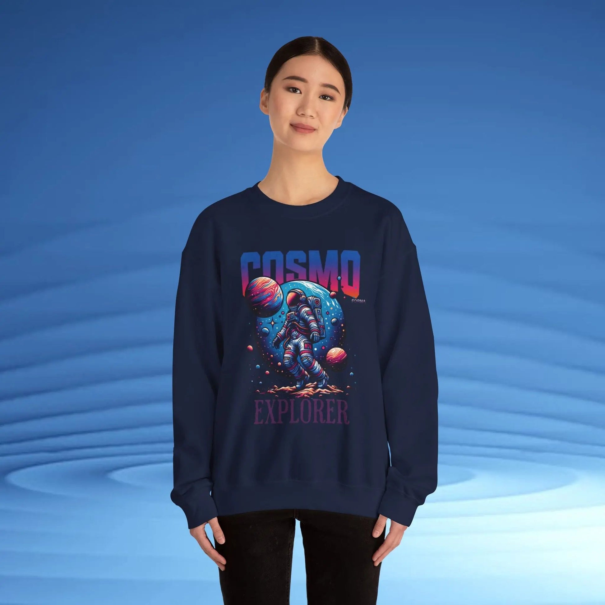 Cosmo Explorer Sweatshirt | Astronaut Graphic Crewneck by Cosmo Forma Printify