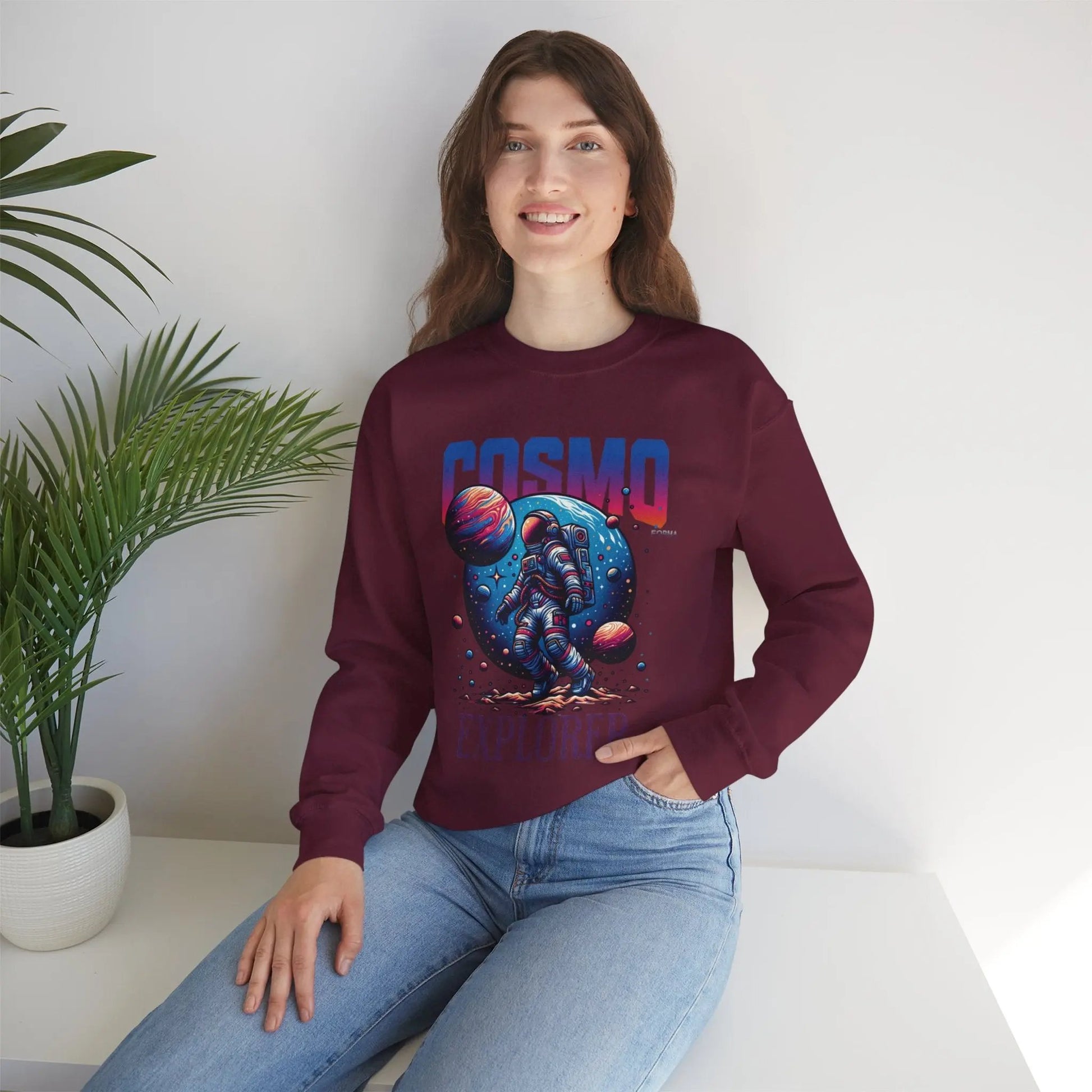 Cosmo Explorer Sweatshirt | Astronaut Graphic Crewneck by Cosmo Forma Printify