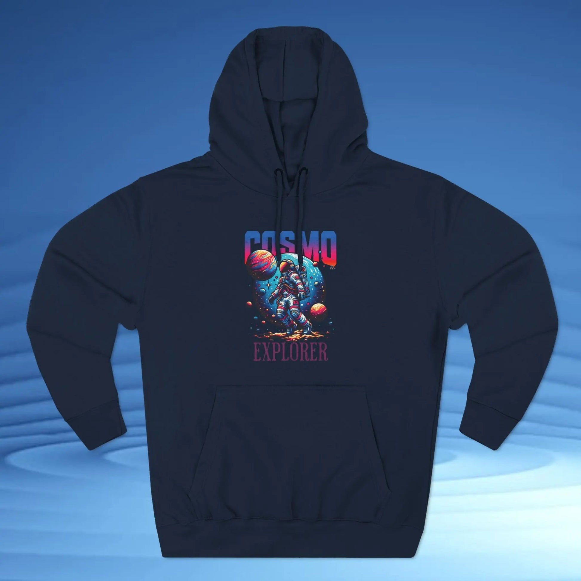 Cosmo Explorer Fleece Hoodie | Astronaut Graphic Pullover by Cosmo Forma Printify