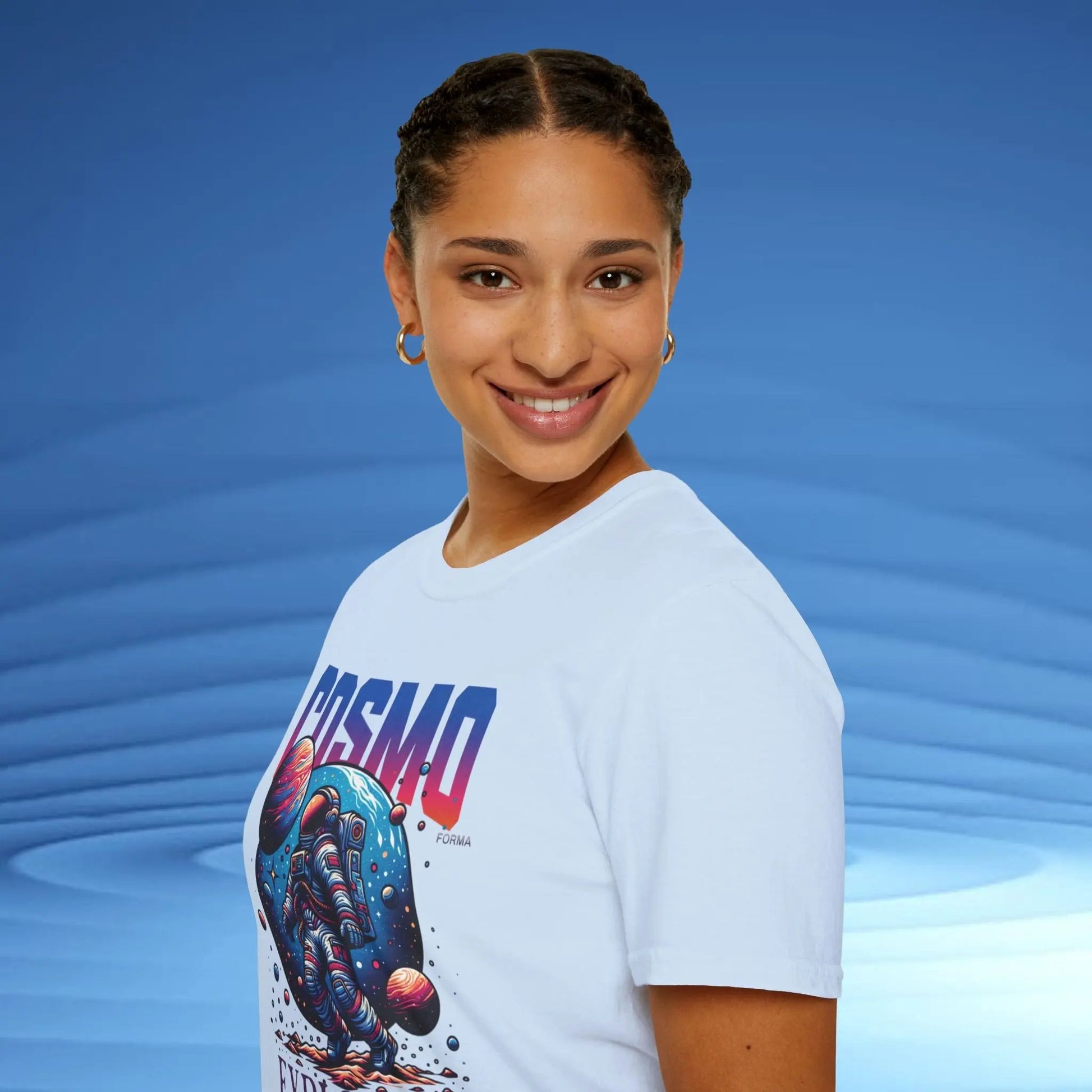 Cosmo Explorer Unisex T-Shirt | Space Graphic Tee | Retro Astronaut Streetwear by CosmoForma Printify