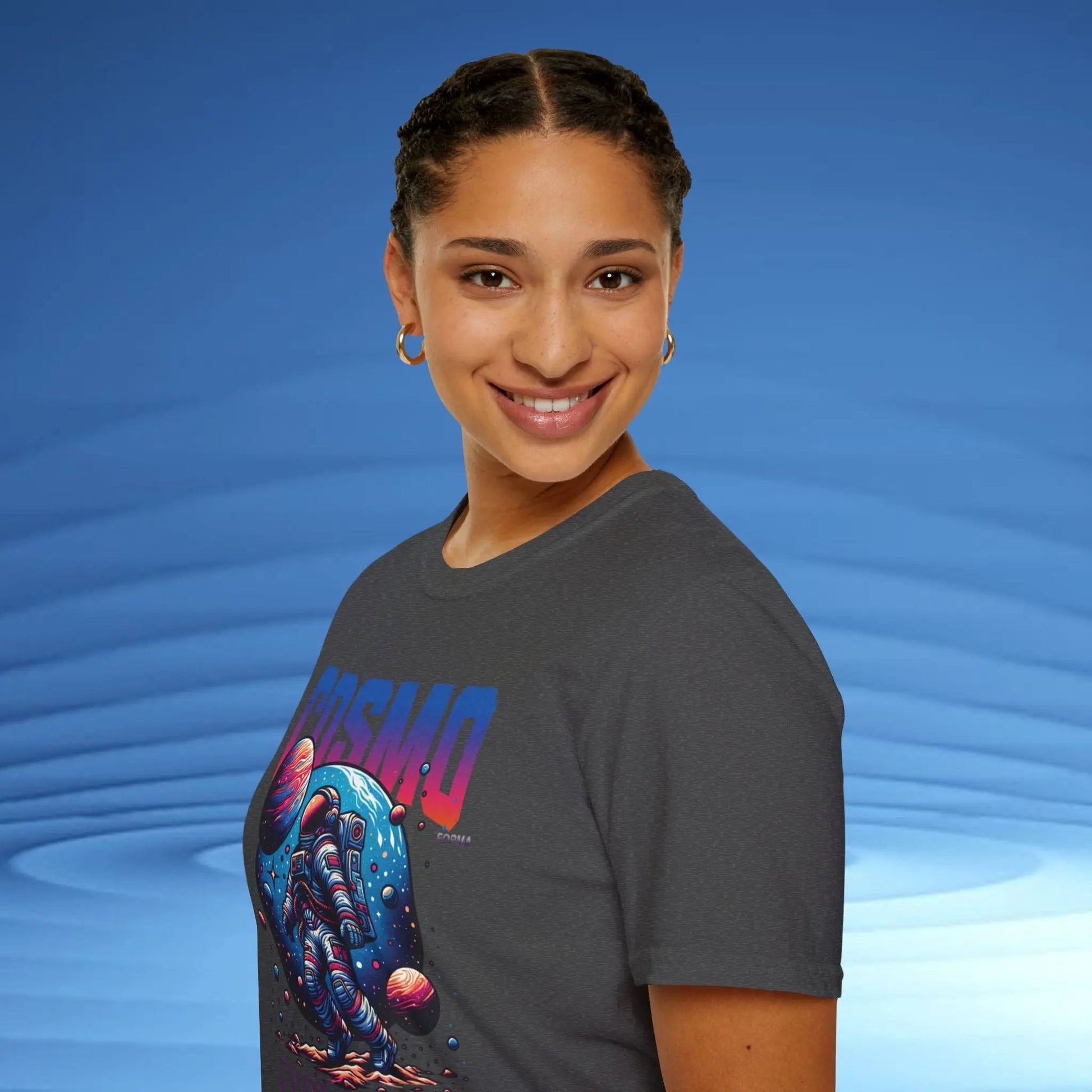 Cosmo Explorer Unisex T-Shirt | Space Graphic Tee | Retro Astronaut Streetwear by CosmoForma Printify