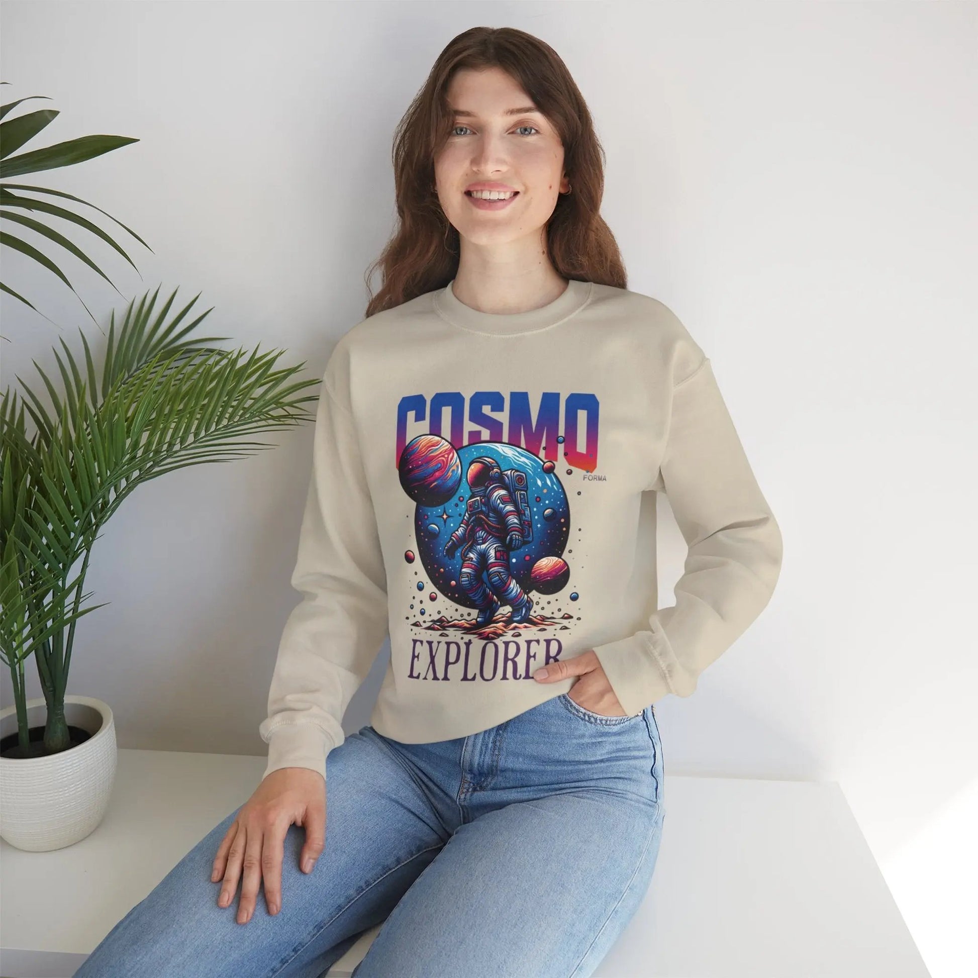 Cosmo Explorer Sweatshirt | Astronaut Graphic Crewneck by Cosmo Forma Printify