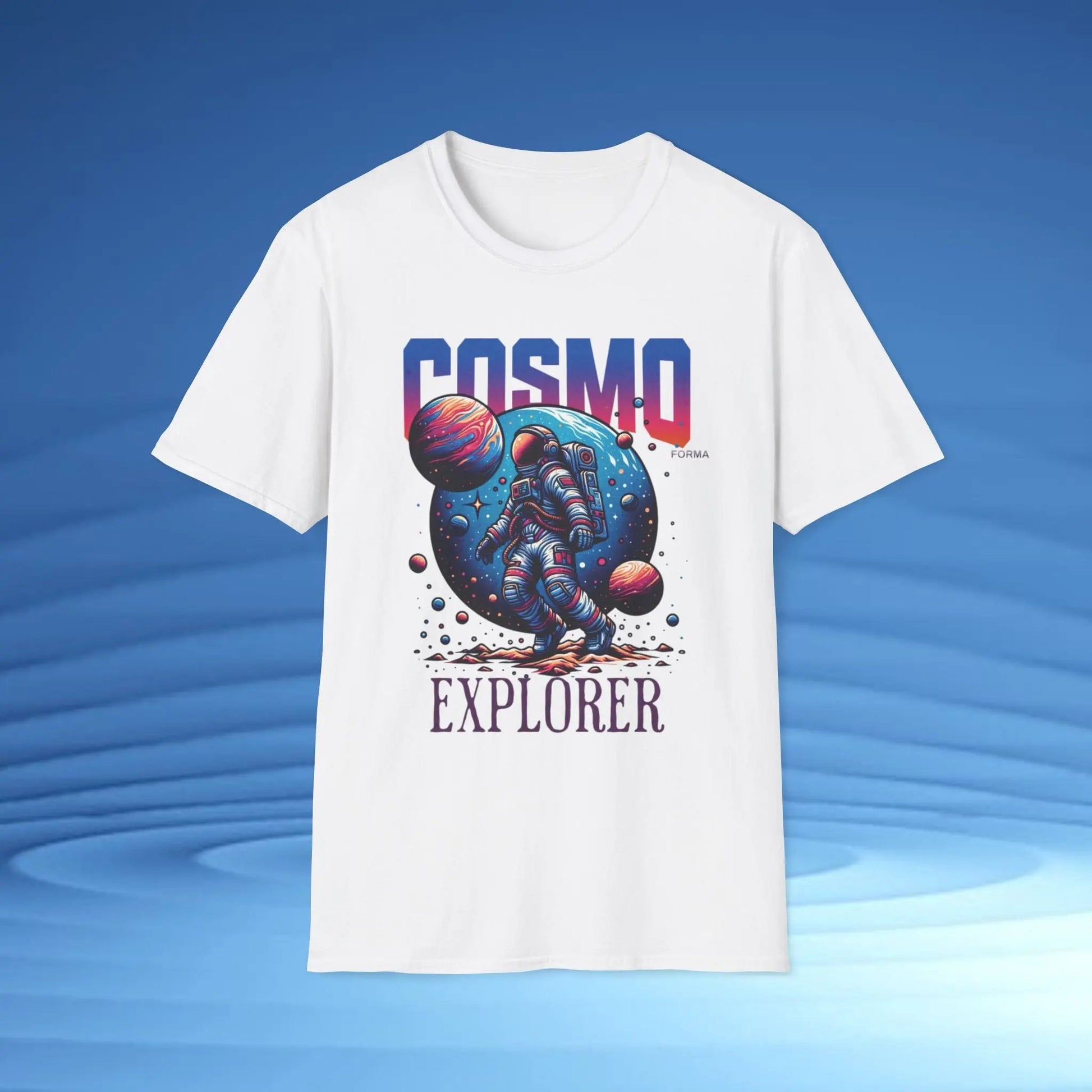 Cosmo Explorer Unisex T-Shirt | Space Graphic Tee | Retro Astronaut Streetwear by CosmoForma Printify