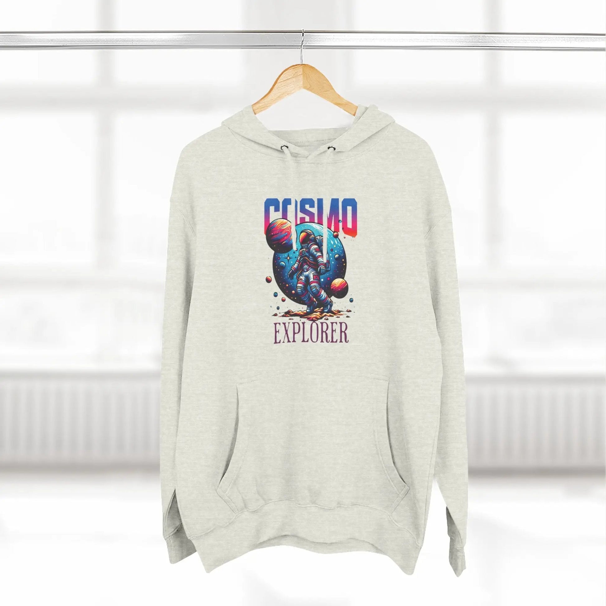 Cosmo Explorer Fleece Hoodie | Astronaut Graphic Pullover by Cosmo Forma Printify