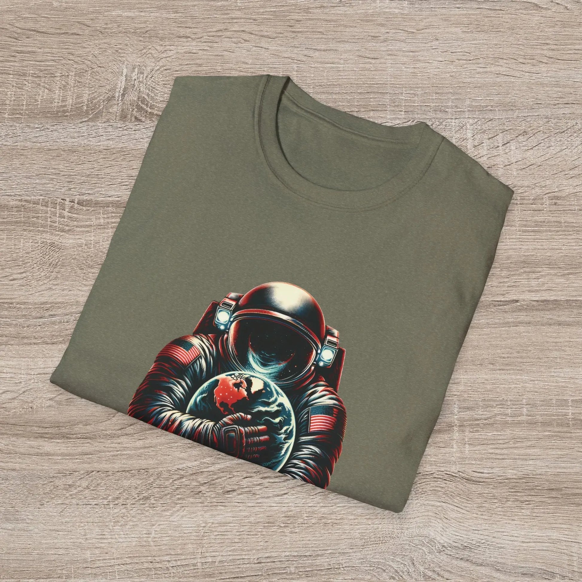 Protect Love Home T-Shirt Astronaut Environmental Graphic Tee | Cosmo Forma Eco-Inspired Streetwear Printify