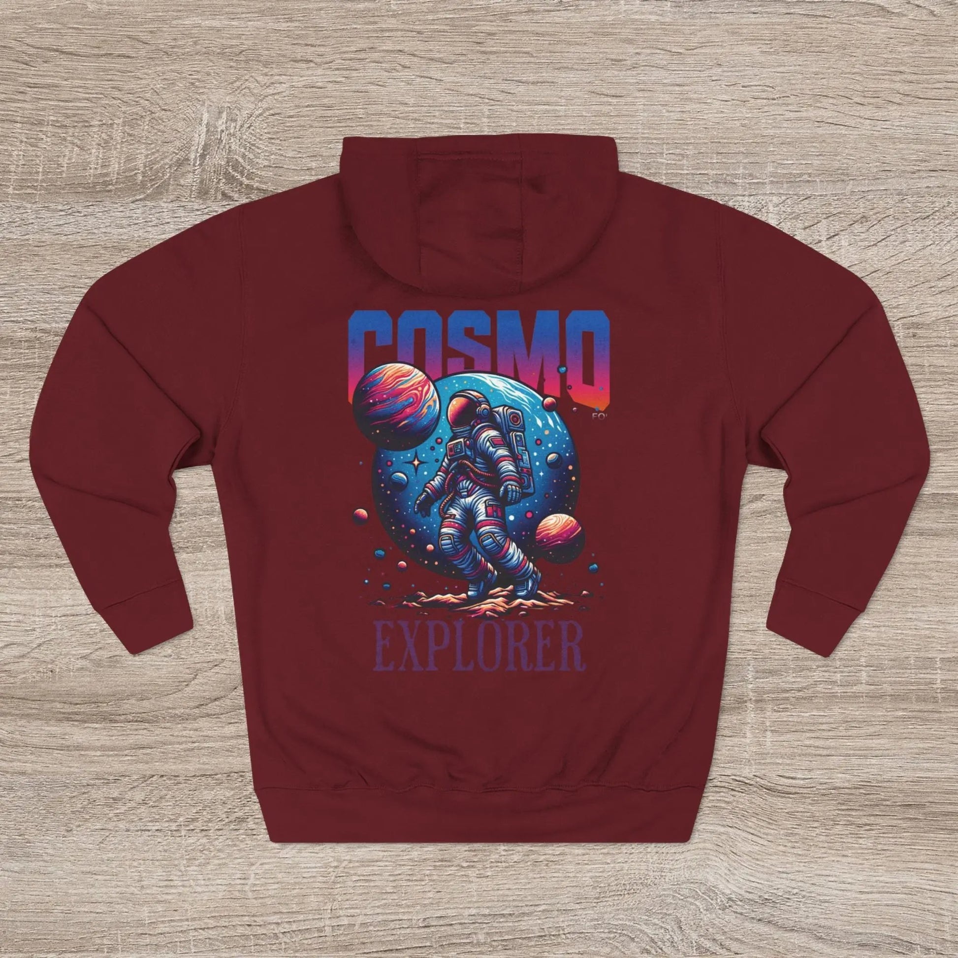 Cosmo Explorer Fleece Hoodie | Astronaut Graphic Pullover by Cosmo Forma Printify