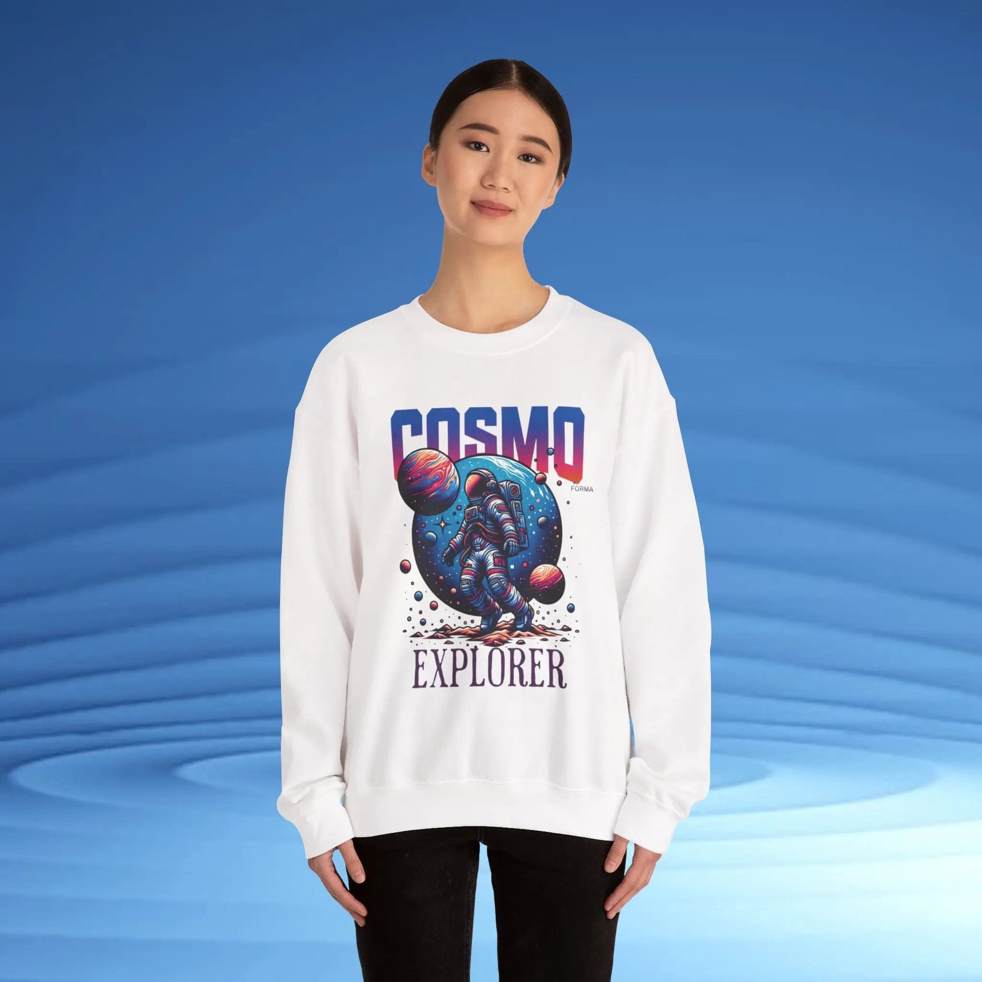 Cosmo Explorer Sweatshirt | Astronaut Graphic Crewneck by Cosmo Forma Printify