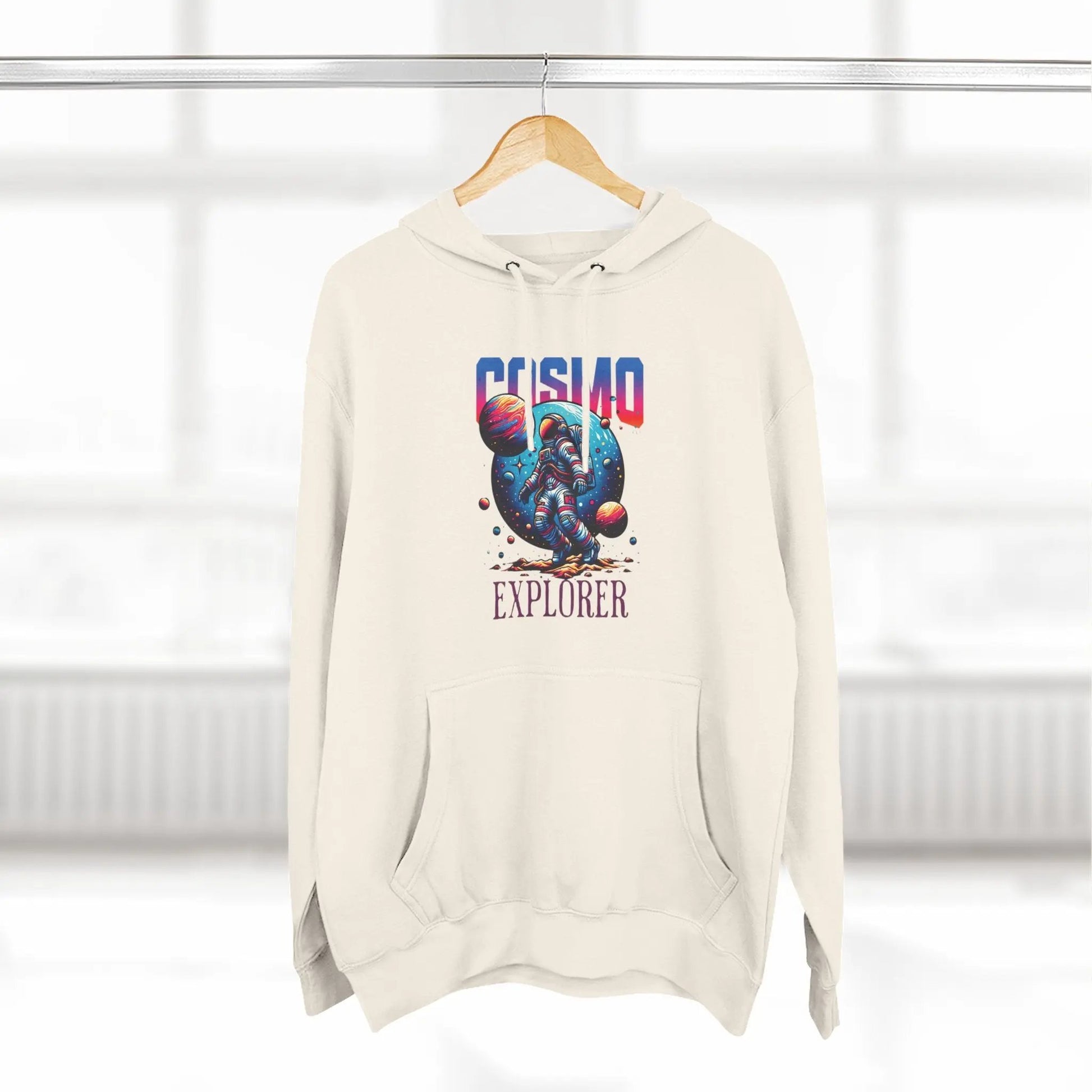 Cosmo Explorer Fleece Hoodie | Astronaut Graphic Pullover by Cosmo Forma Printify