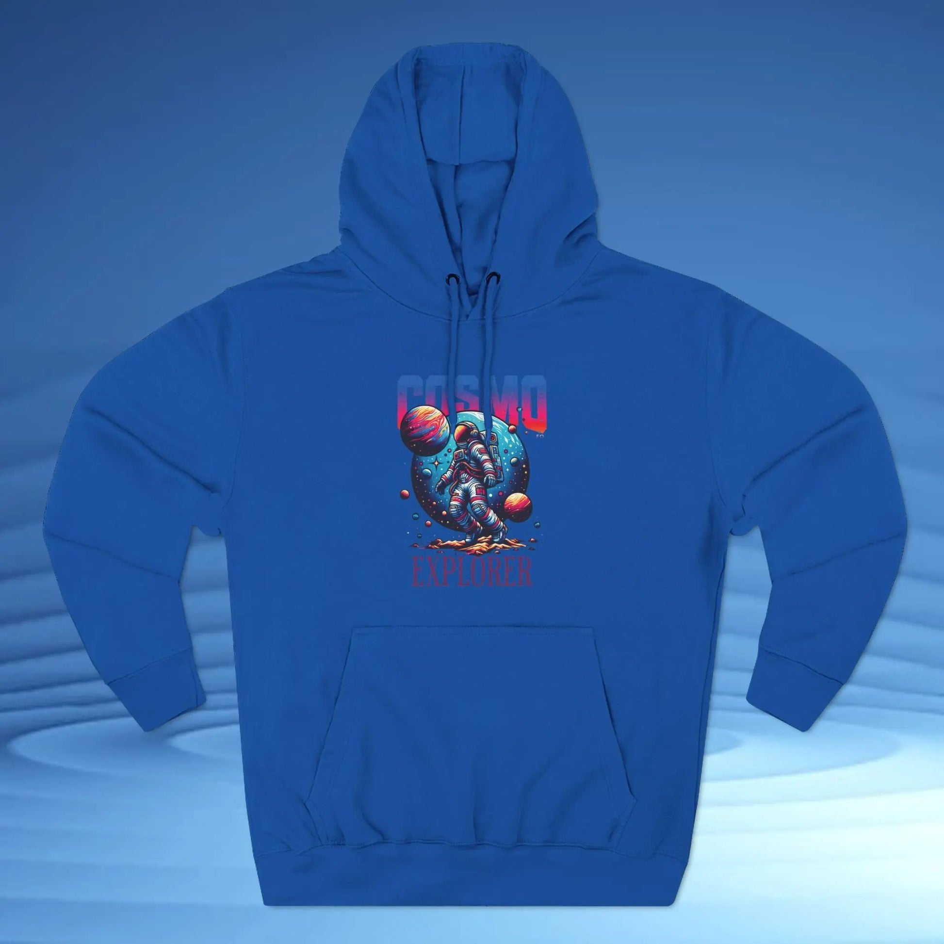 Cosmo Explorer Fleece Hoodie | Astronaut Graphic Pullover by Cosmo Forma Printify