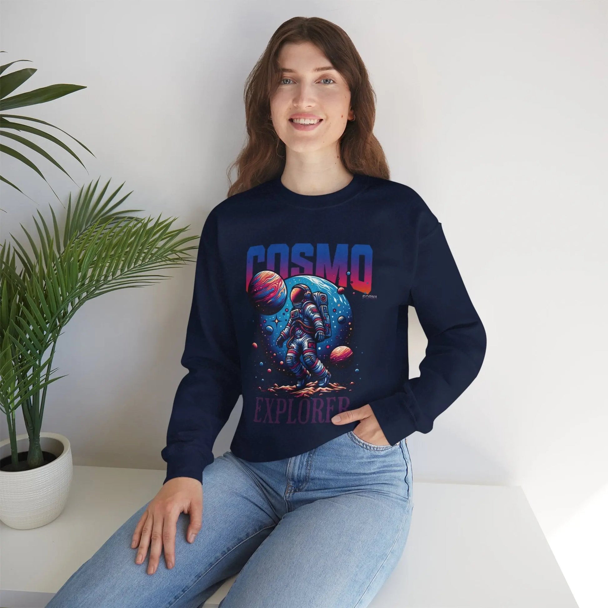 Cosmo Explorer Sweatshirt | Astronaut Graphic Crewneck by Cosmo Forma Printify