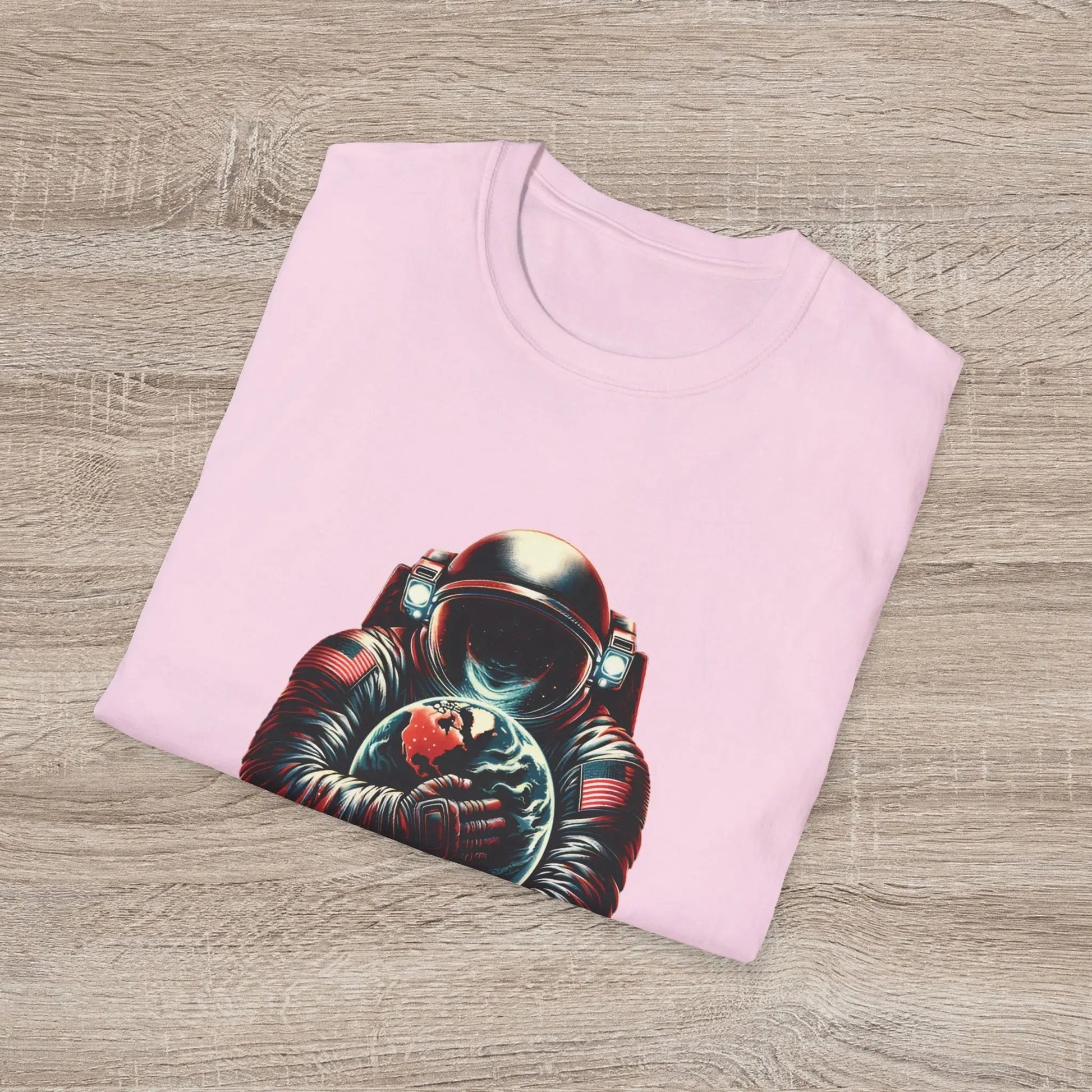 Protect Love Home T-Shirt Astronaut Environmental Graphic Tee | Cosmo Forma Eco-Inspired Streetwear Printify