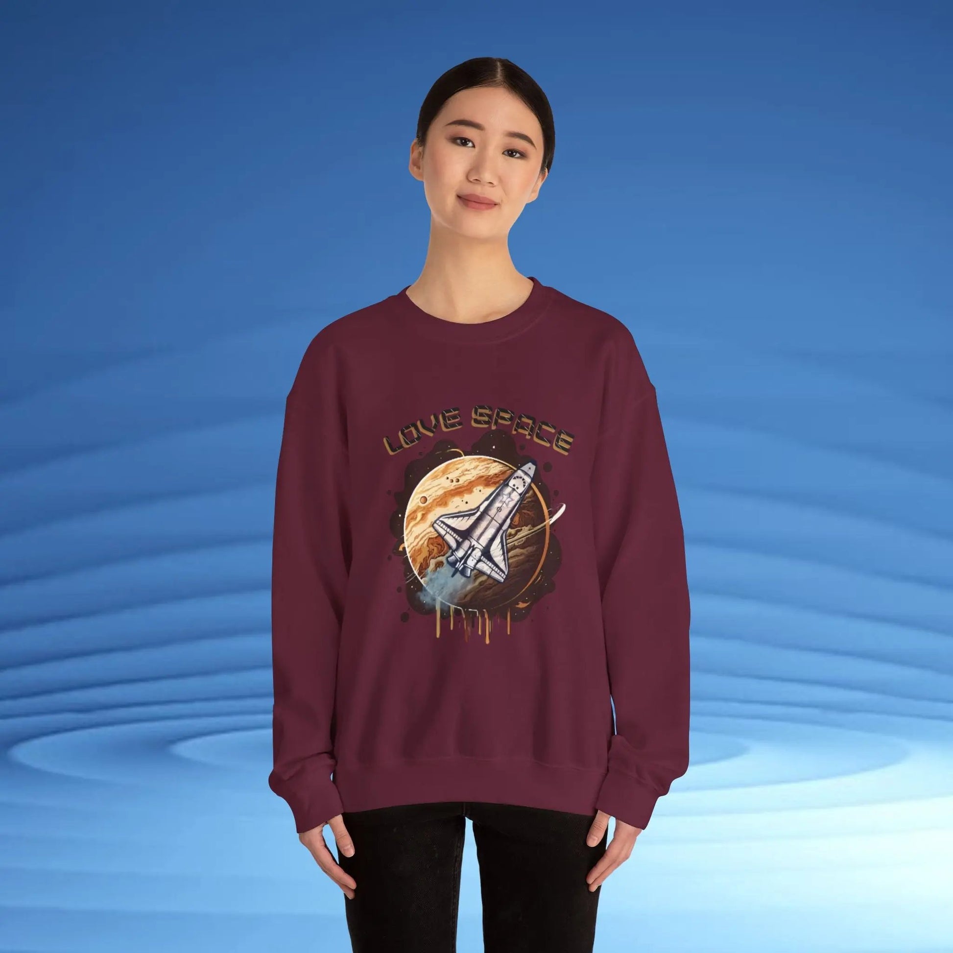 Space Lover Sweatshirt | Retro Space Shuttle Crewneck by Cosmo Forma Printify