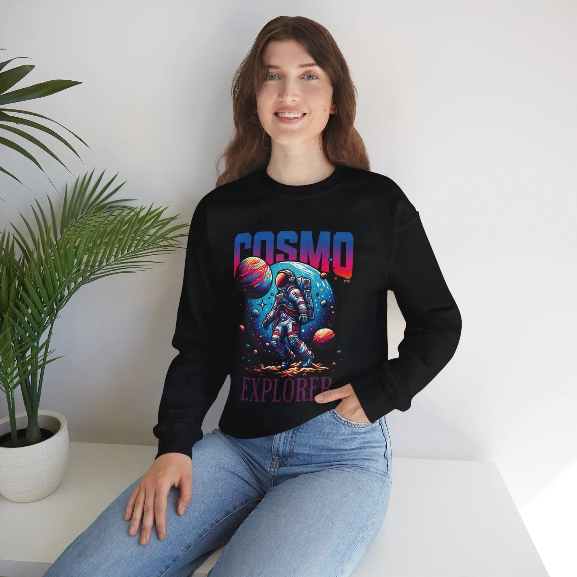 Cosmo Explorer Sweatshirt | Astronaut Graphic Crewneck by Cosmo Forma Printify