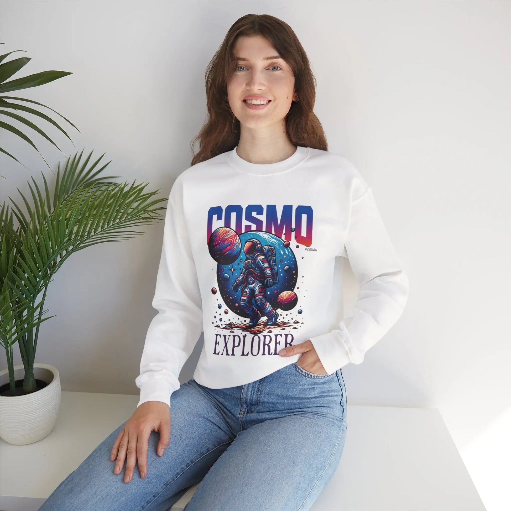 Cosmo Explorer Sweatshirt | Astronaut Graphic Crewneck by Cosmo Forma Printify