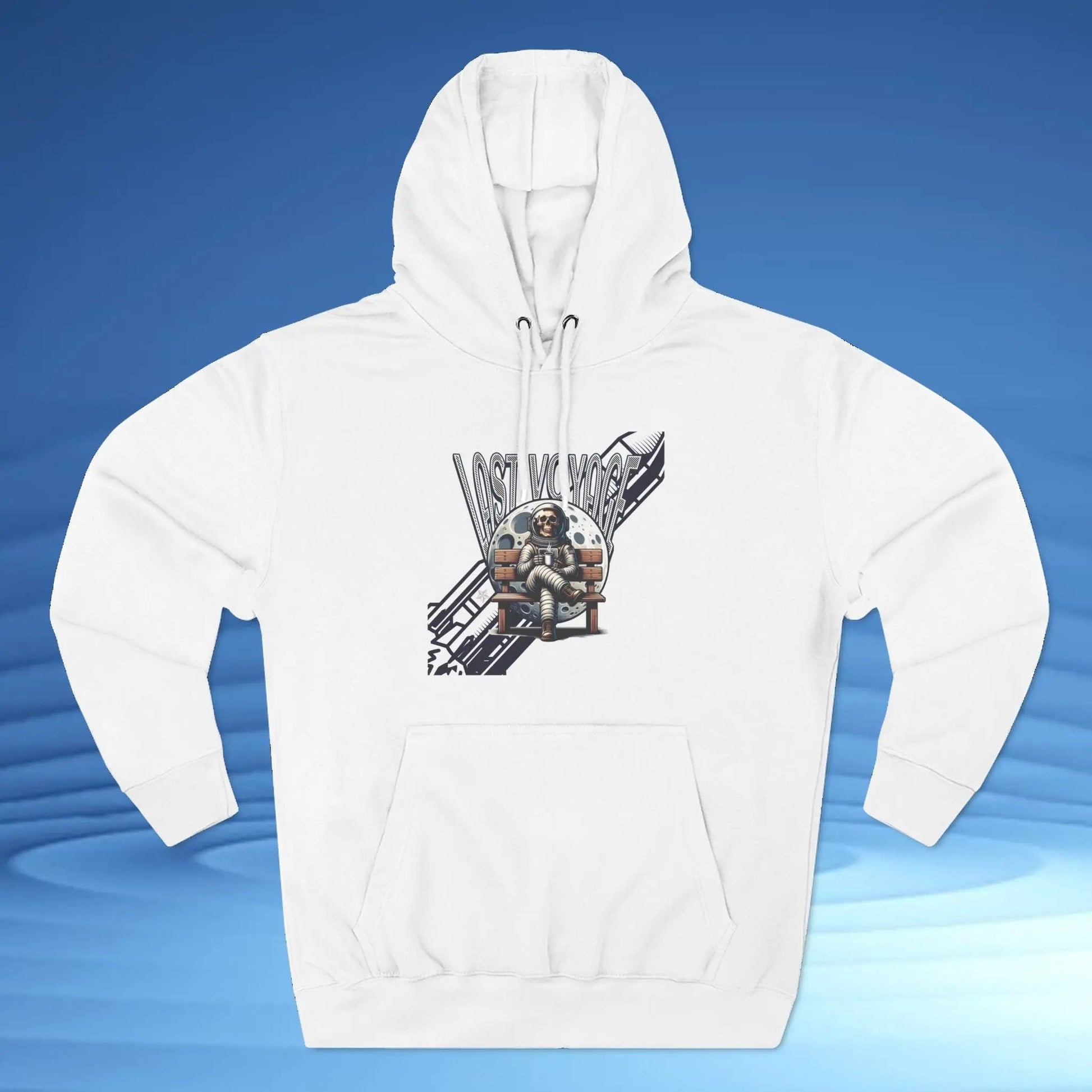 Last Voyage Fleece Hoodie | Vintage Astronaut Graphic Pullover by Cosmo Forma Printify